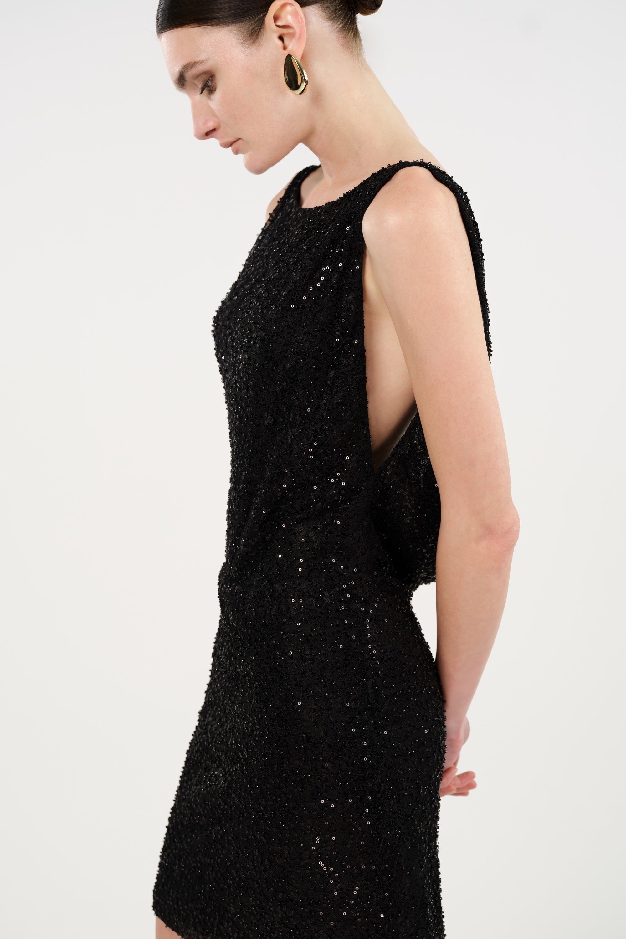 Sequin Open Back Mini Dress