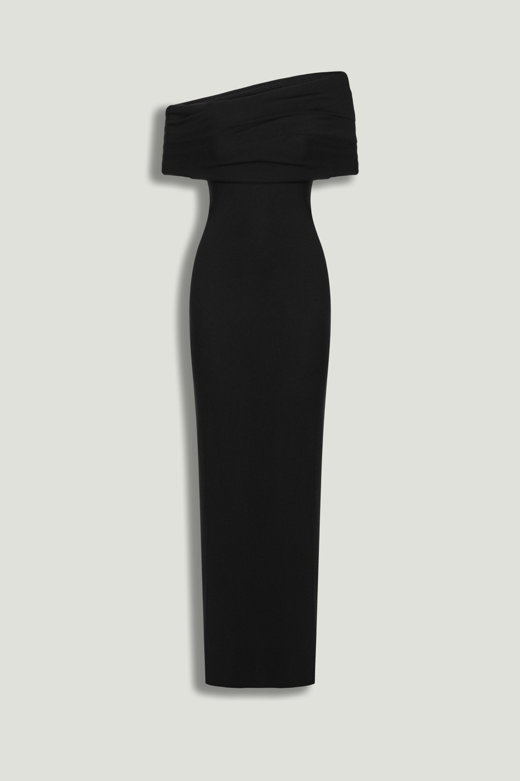 asymmetric off the shoulder dress Asymmetric Off-Shoulder Draped Maxi Dress – Nocturne