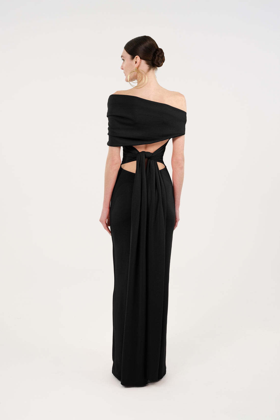 Asymmetric Off-Shoulder Draped Maxi Dress