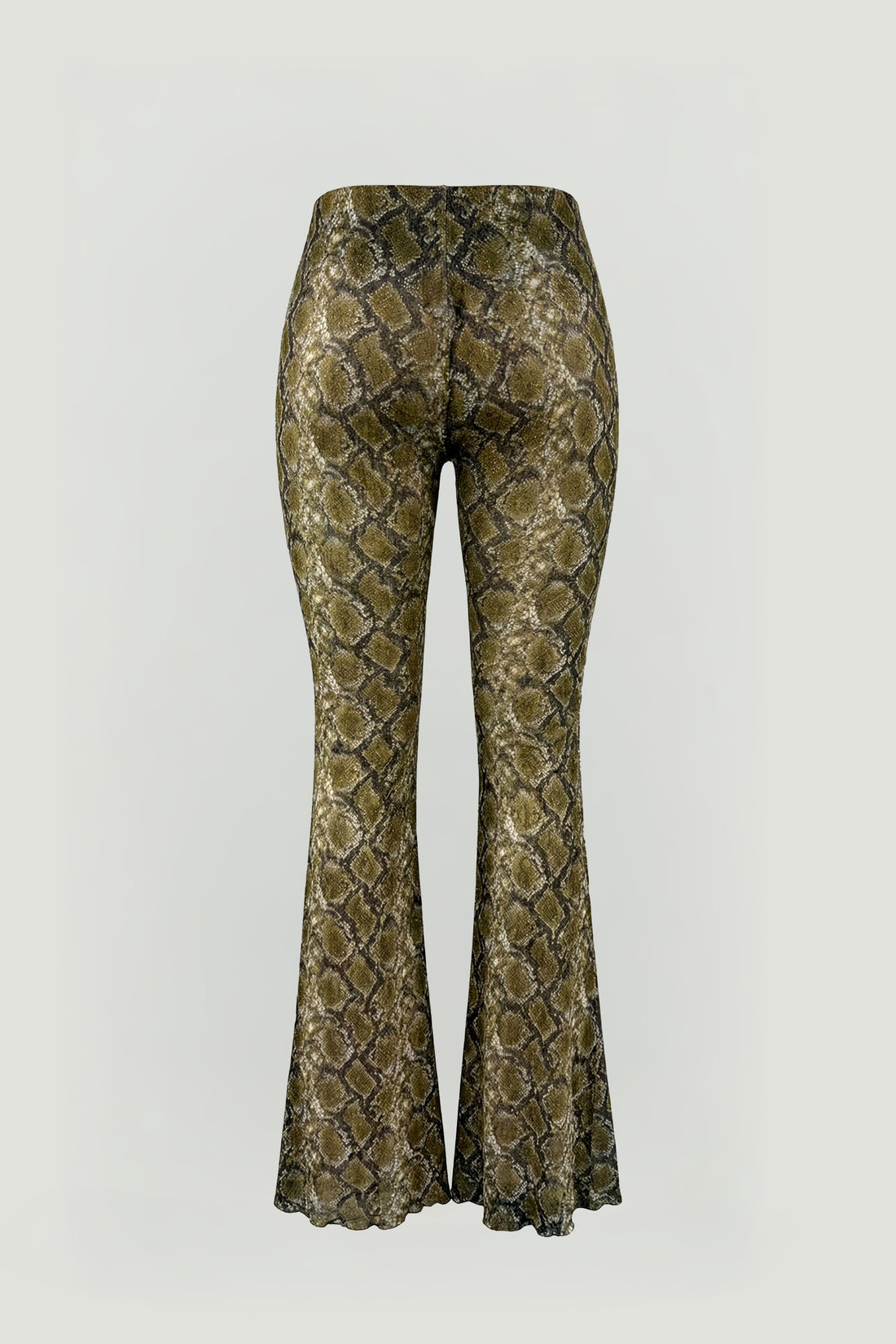 Snake Print Low-Rise Flare Trousers