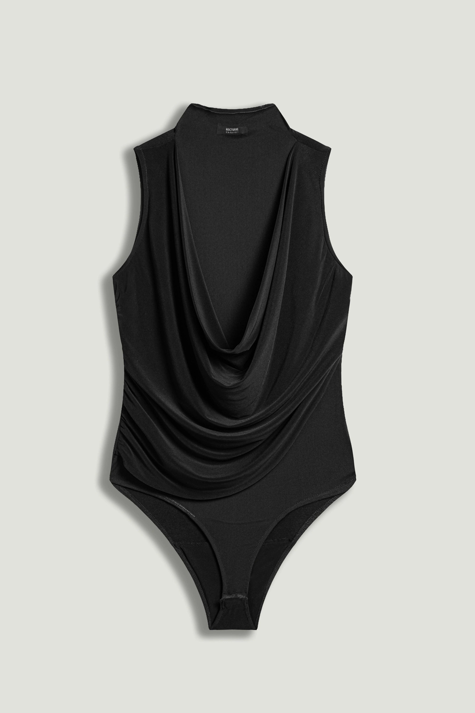 Draped Mesh-Panel Bodysuit