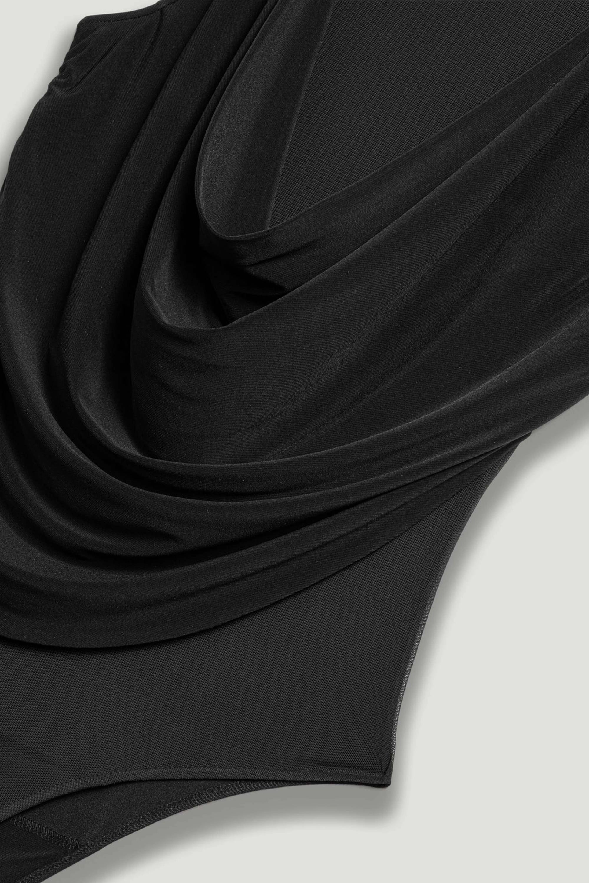 Draped Mesh-Panel Bodysuit