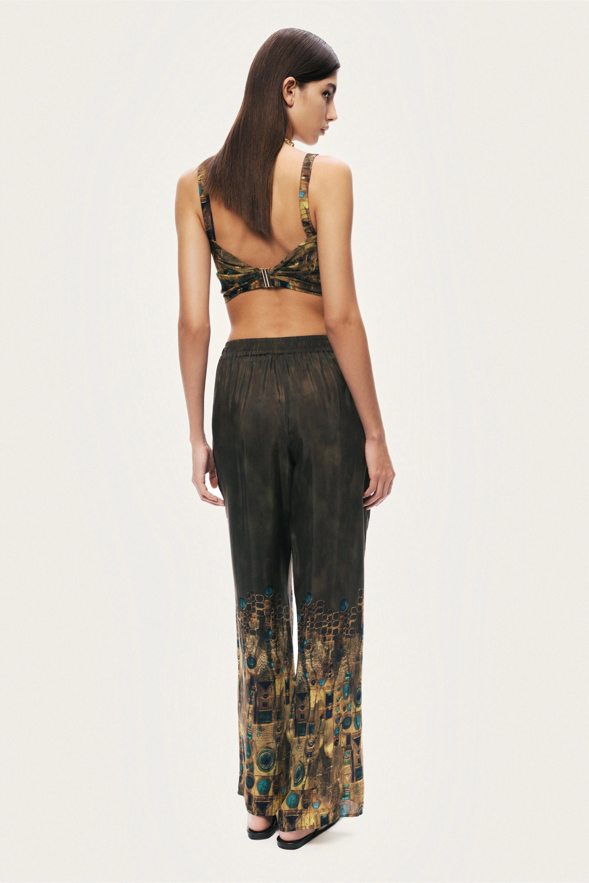 Printed Ring Detail Crop Top