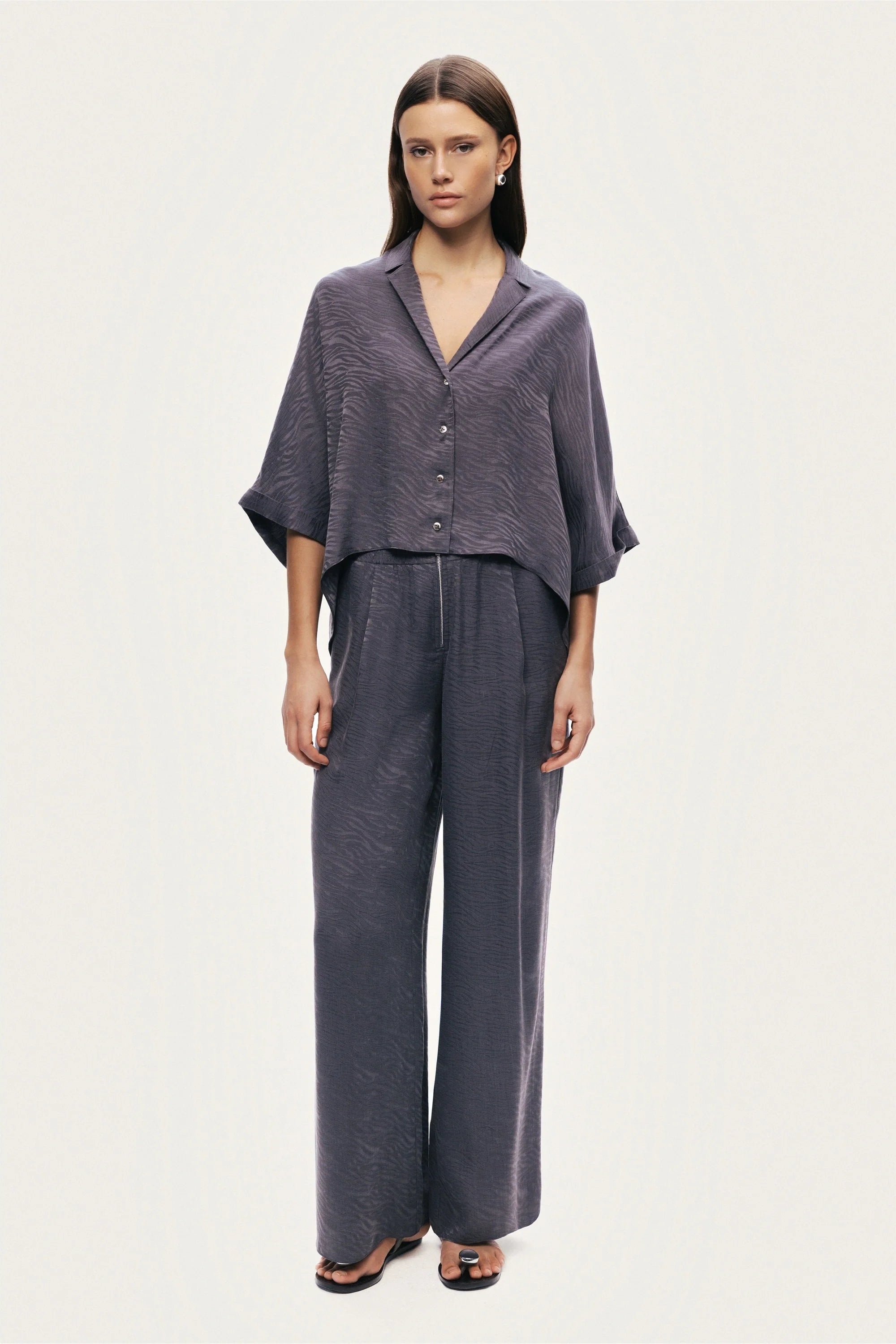 Relaxed Short-Sleeve Textured Shirt