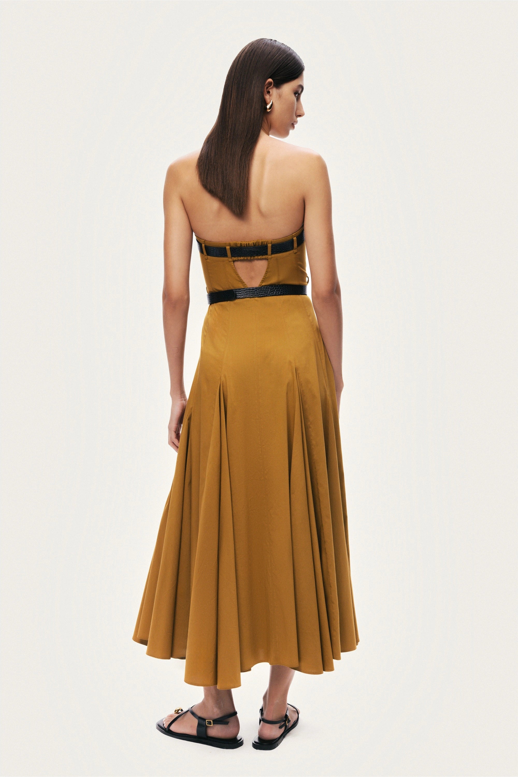 Strapless Double Belted Midi Dress