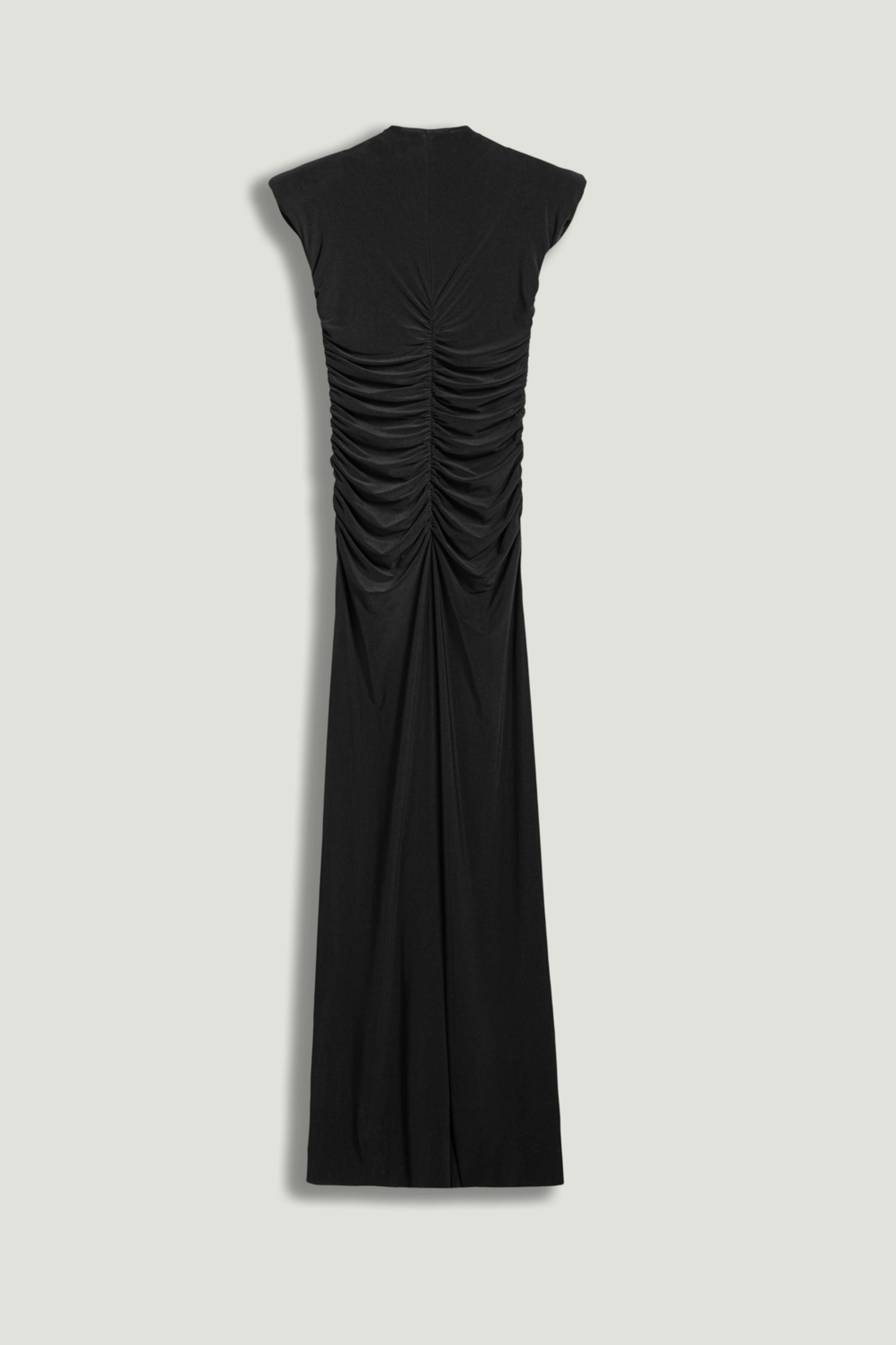 Ruched Deep V-Neck Maxi Dress