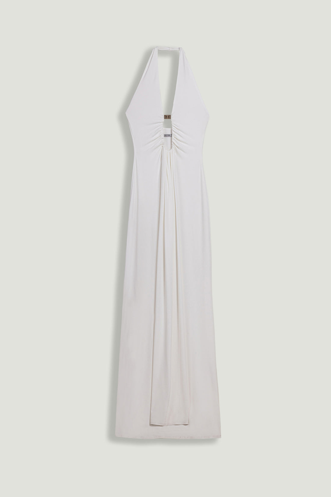Draped Buckle-Detail Maxi Dress