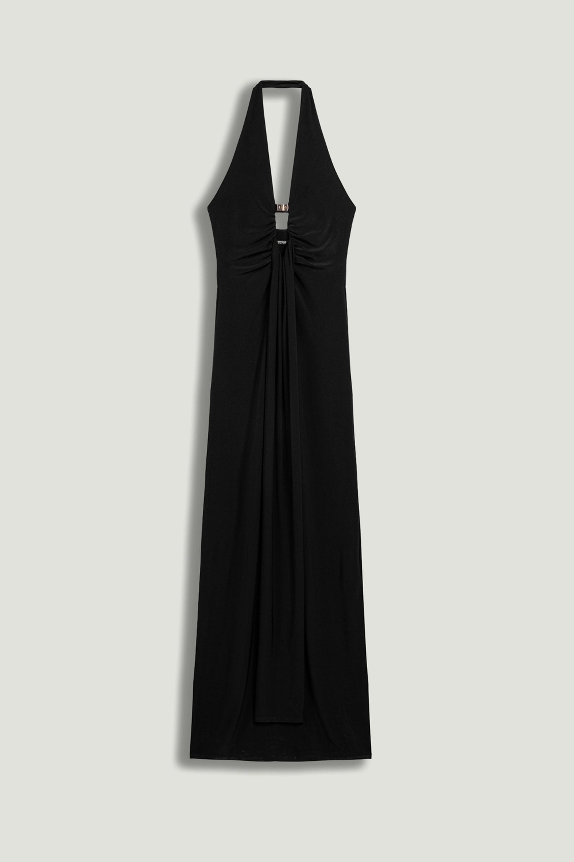 black halter cut out dress The Black Halter Bowknot Cutout Maxi Dress