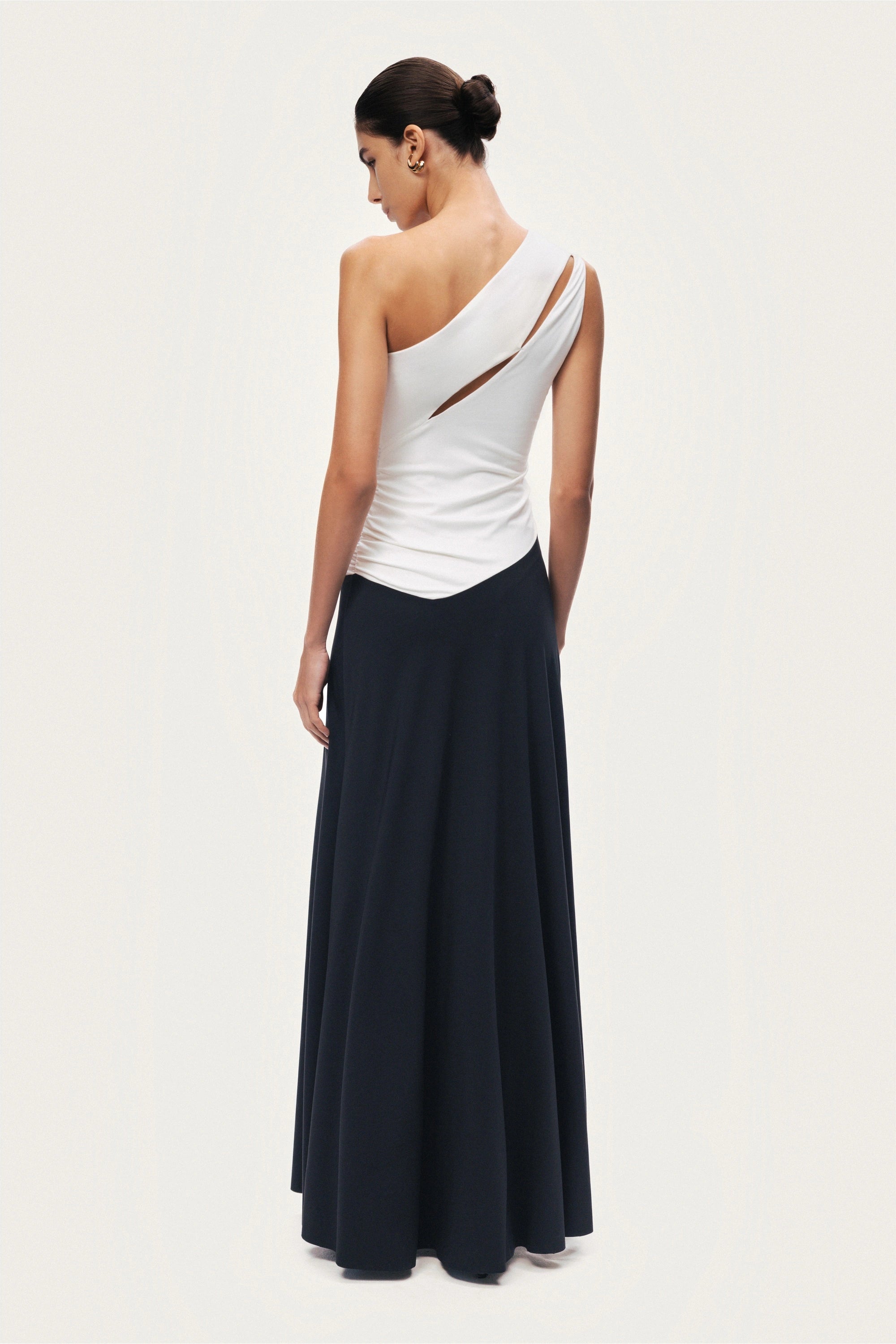One-Shoulder Contrast Maxi Dress