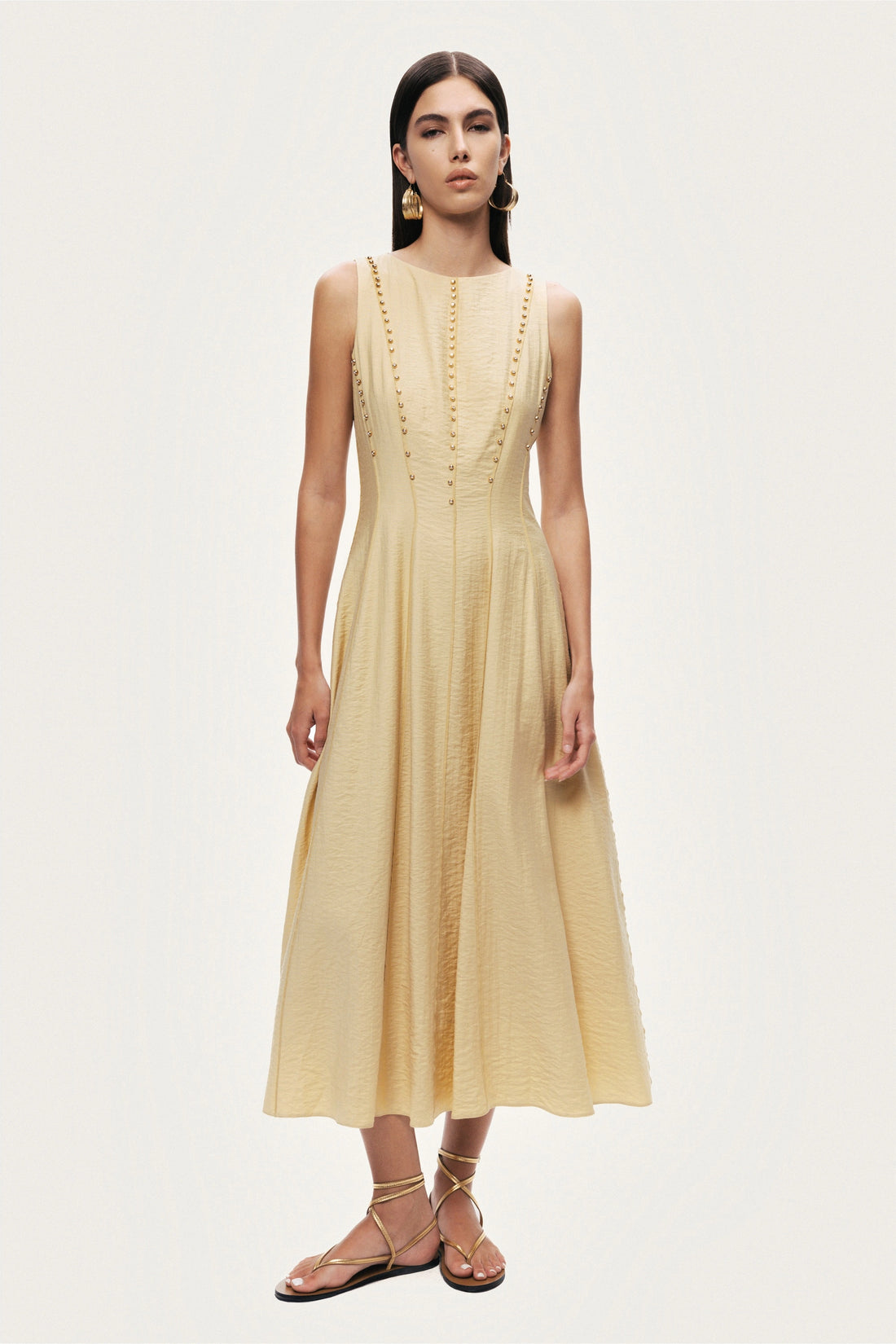 Sleeveless Textured Midi Dress