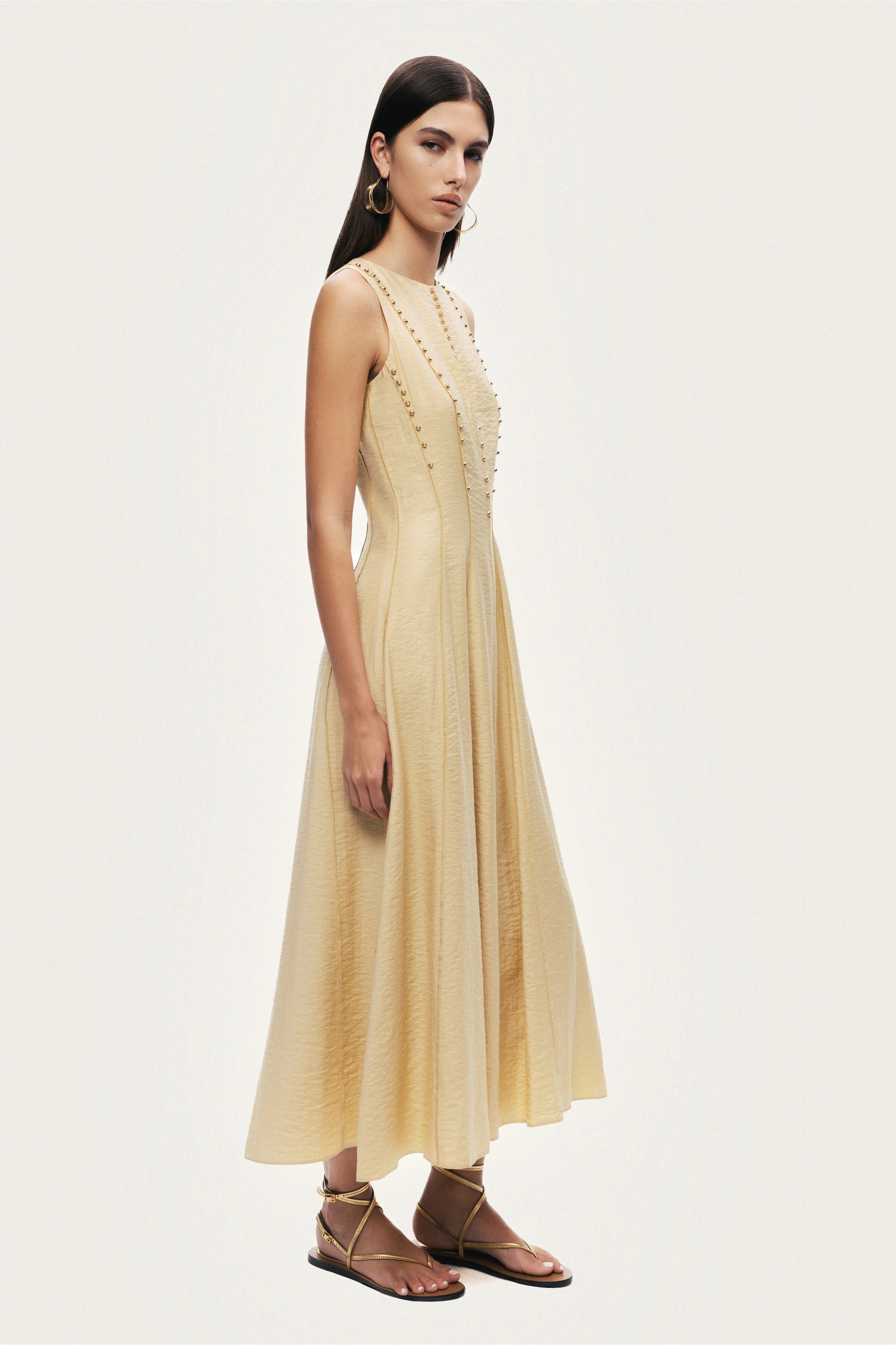 Sleeveless Textured Midi Dress