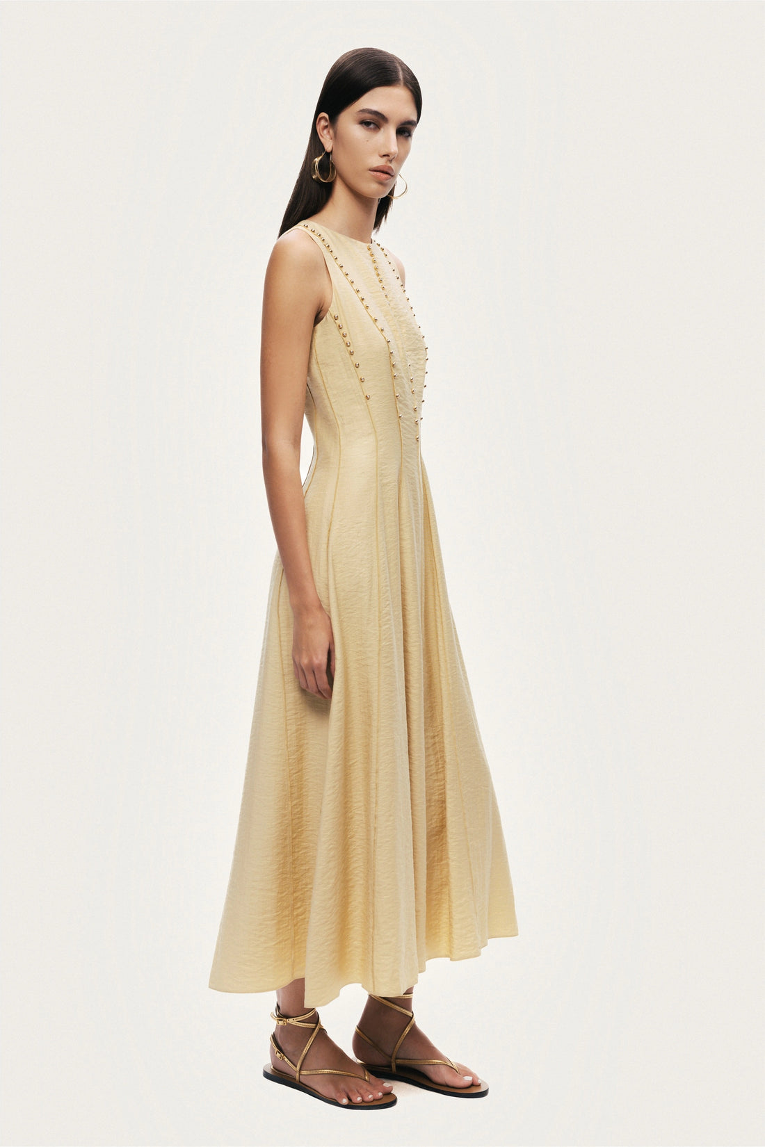 Sleeveless Textured Midi Dress