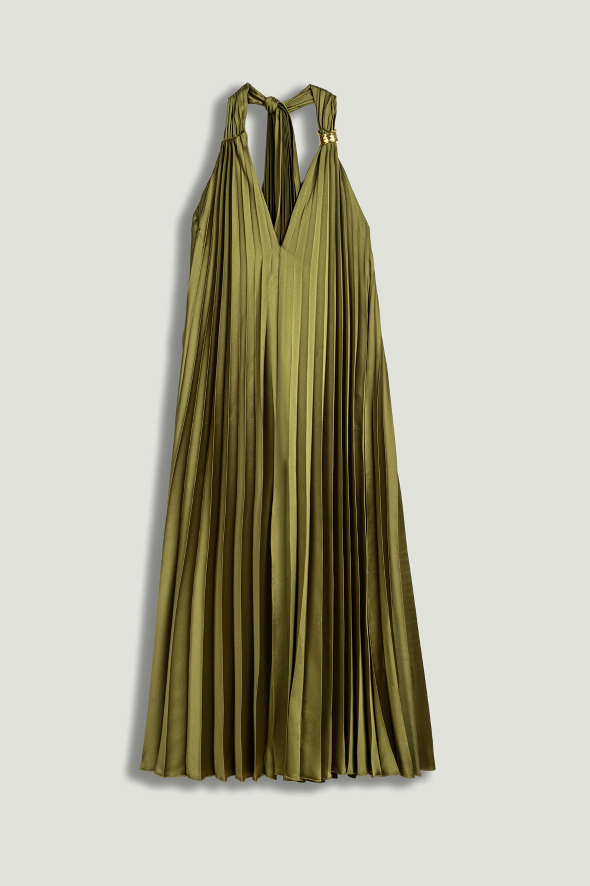 pleats dress Pleated Halter Maxi Olive green formal dress Size::M Windsor Sweet Escape Strapless 2024/8/1