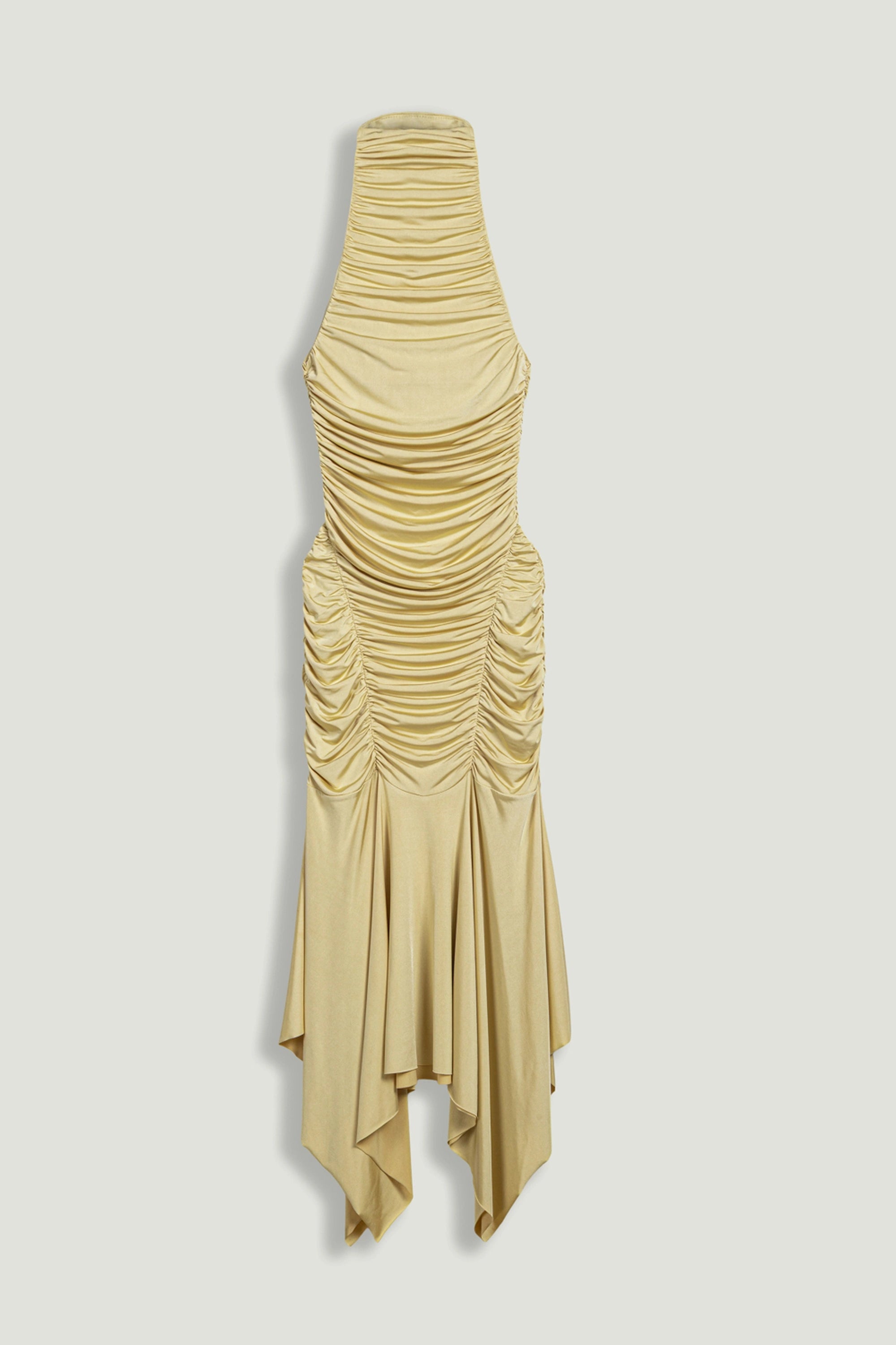 gold ruched midi dress Halter Women's Tropical Print Maxi short homecoming Featuring shimmering plisse fabric Color:Custom Color(Leave a note)
