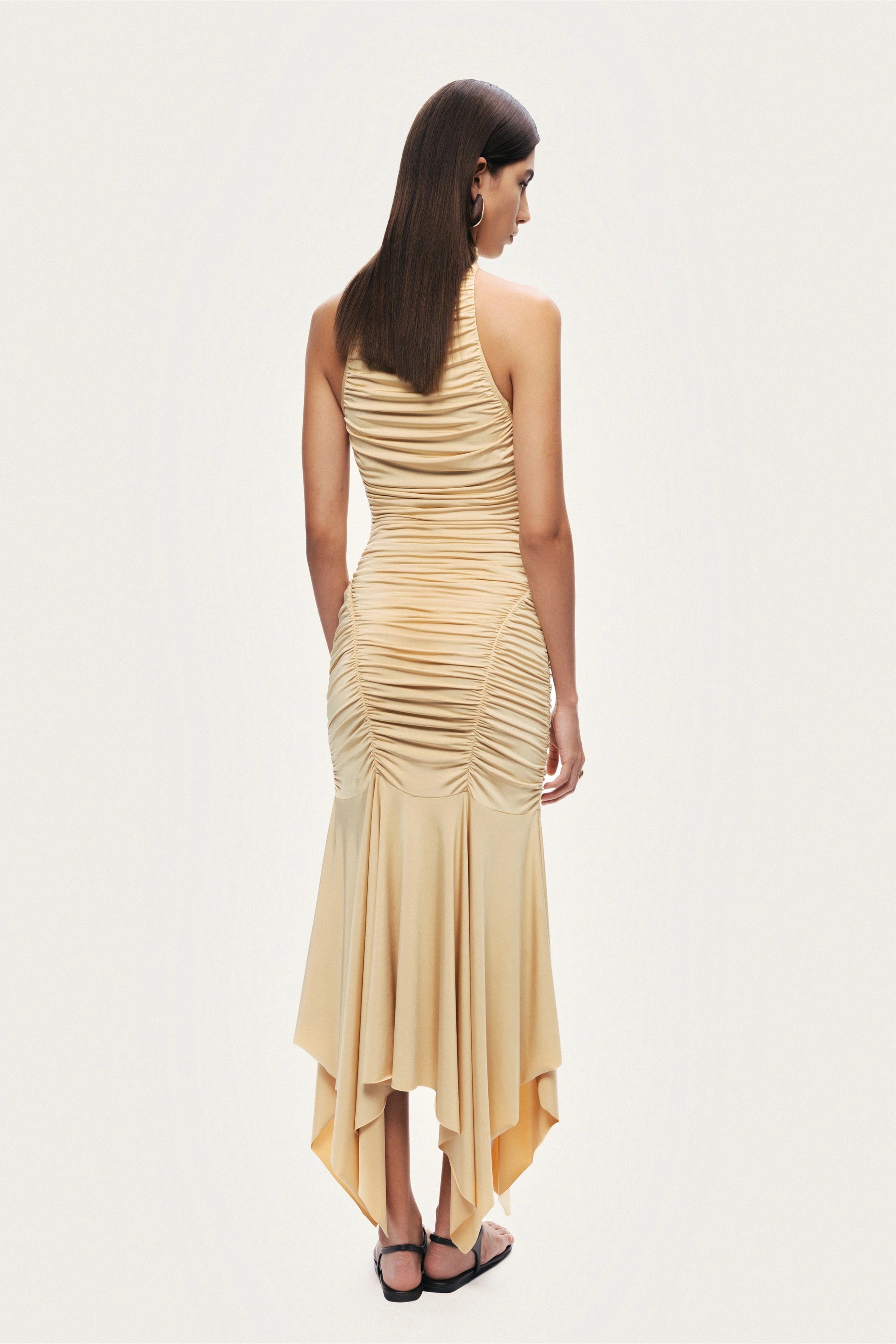 Ruched Halter Midi Dress