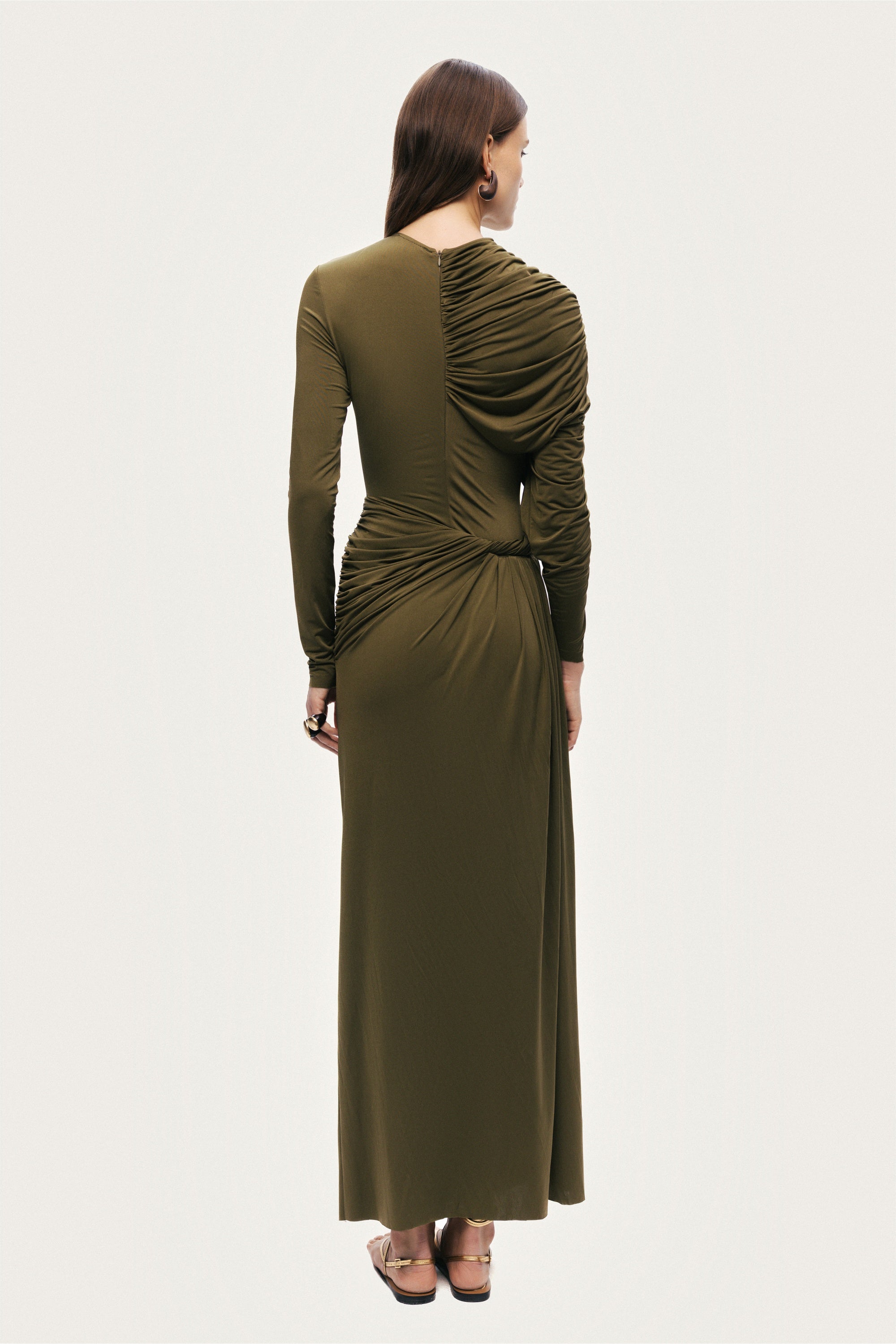Draped Long Sleeve Maxi Dress