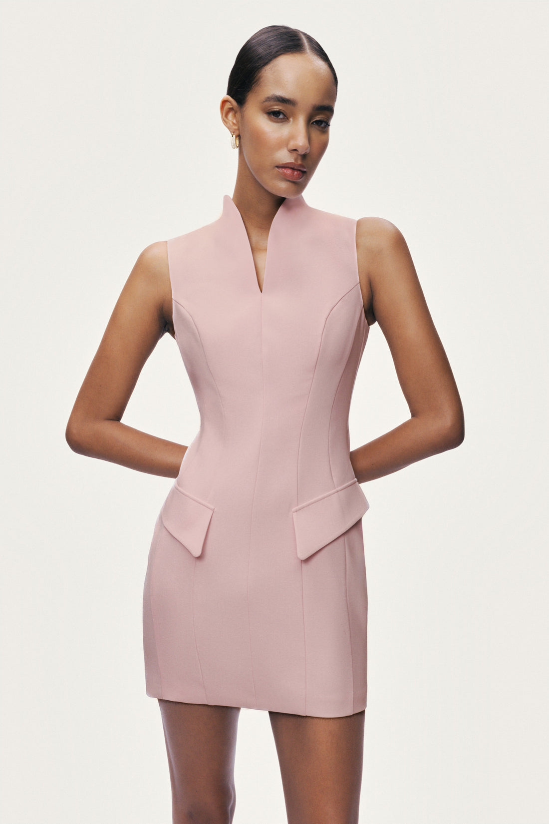 Mandarin Collar Mini Dress