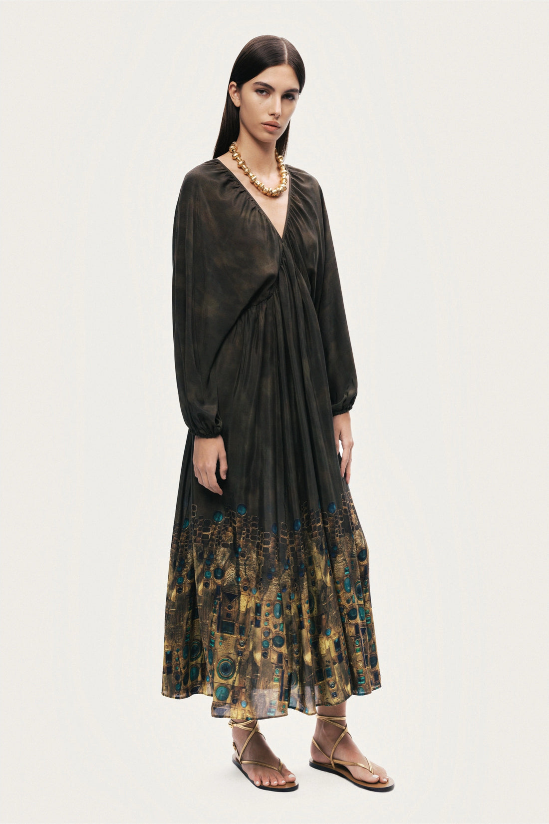 Printed Long Sleeve Maxi Dress