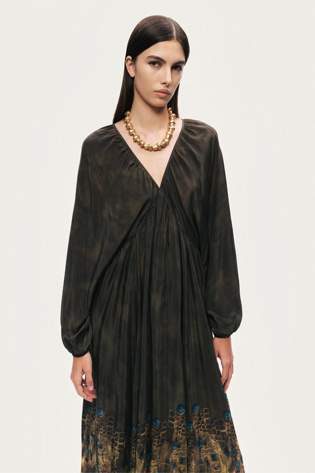 Printed Long Sleeve Maxi Dress