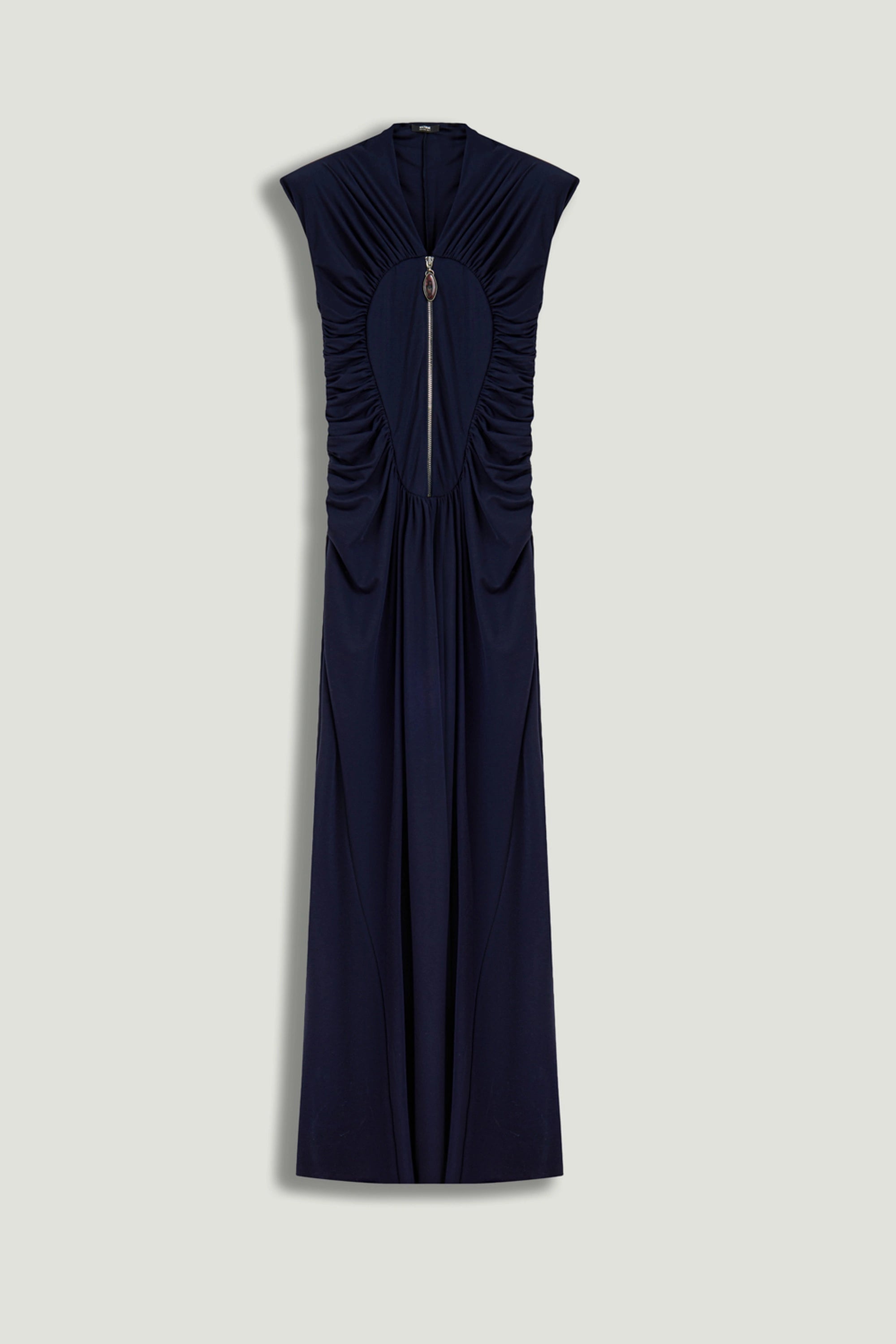 Zip-Front Draped Maxi Dress – Nocturne