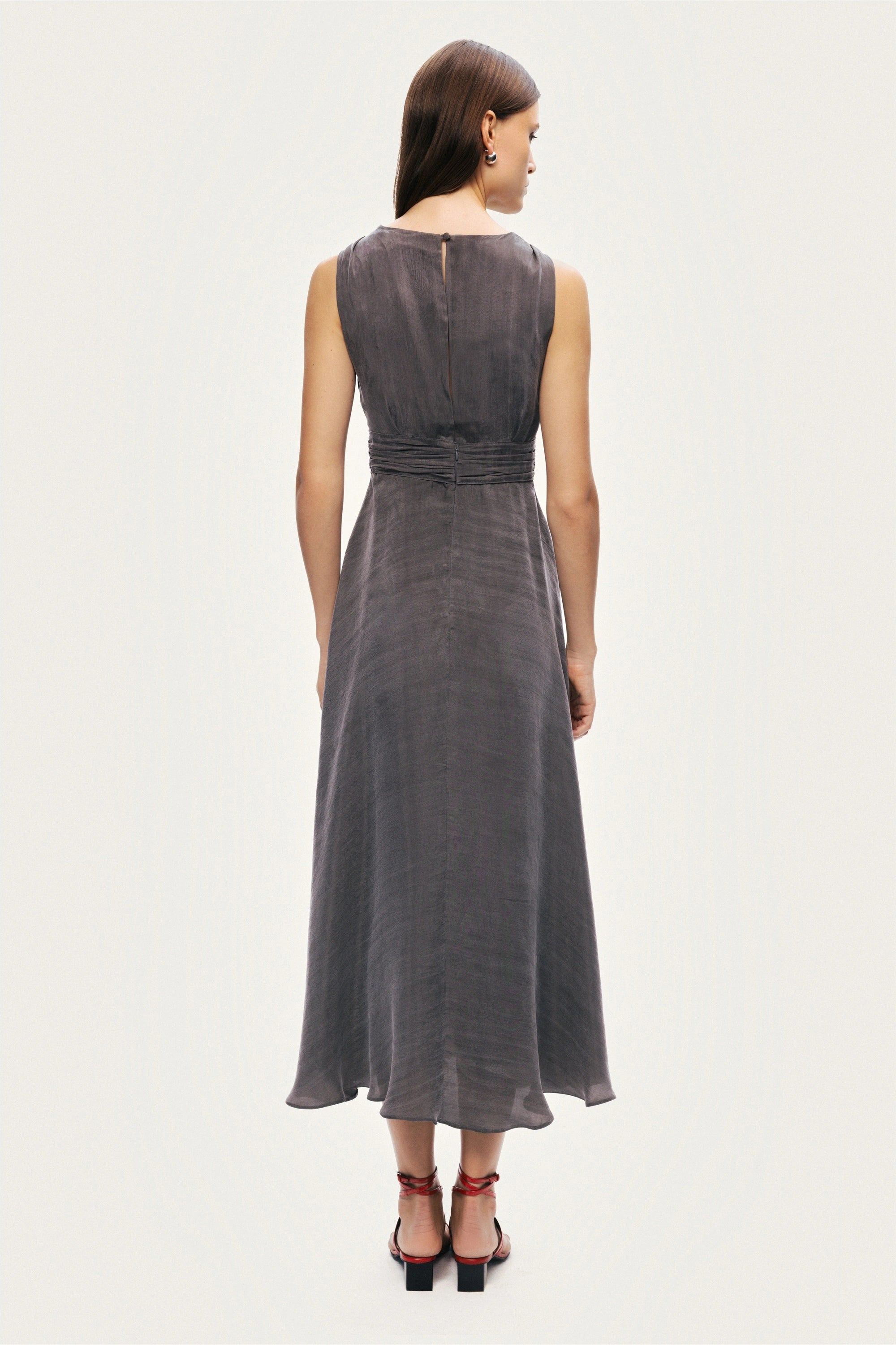 V-Neck Sleeveless Midi Dress