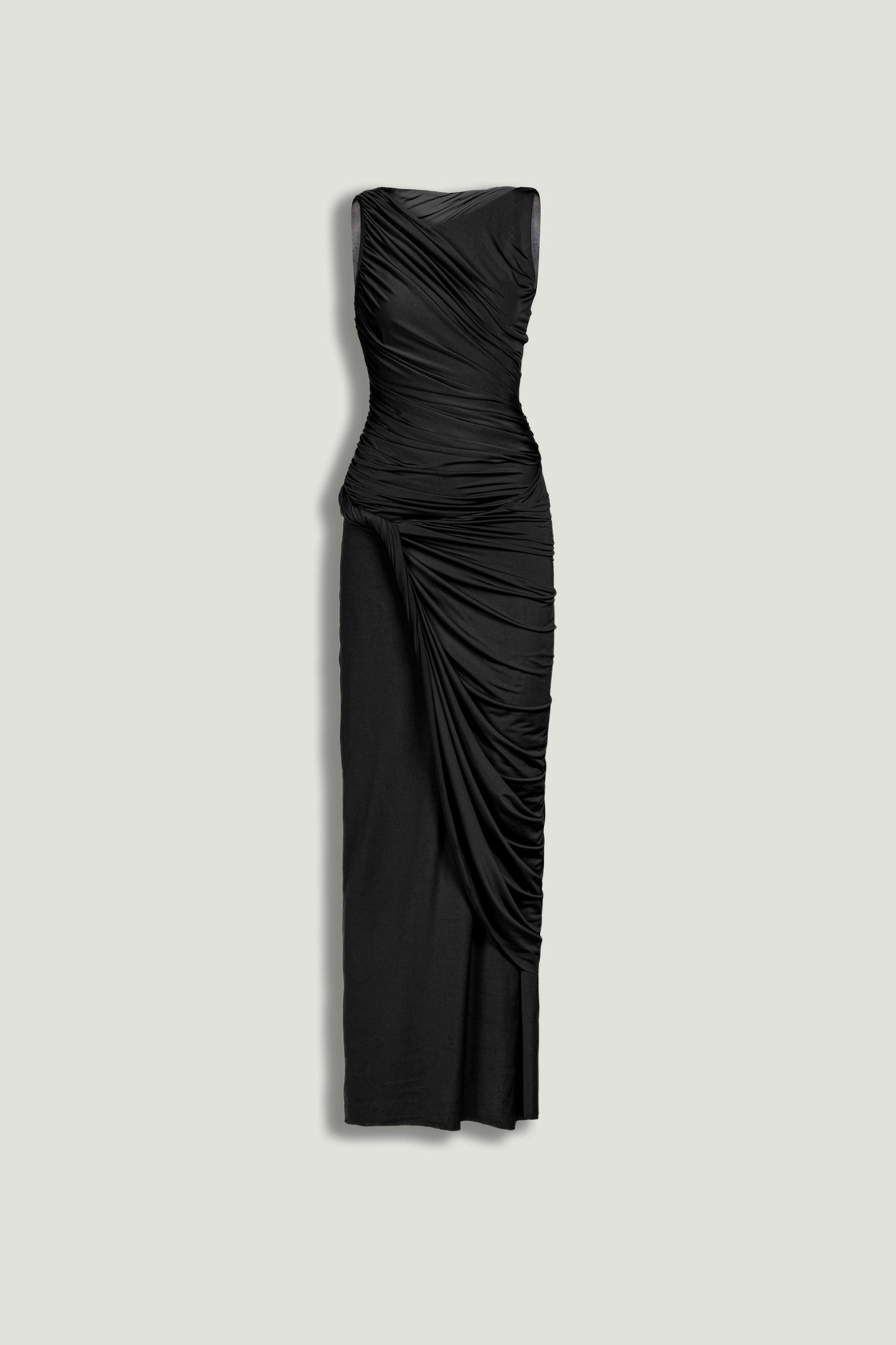 Draped Sleeveless Maxi Dress