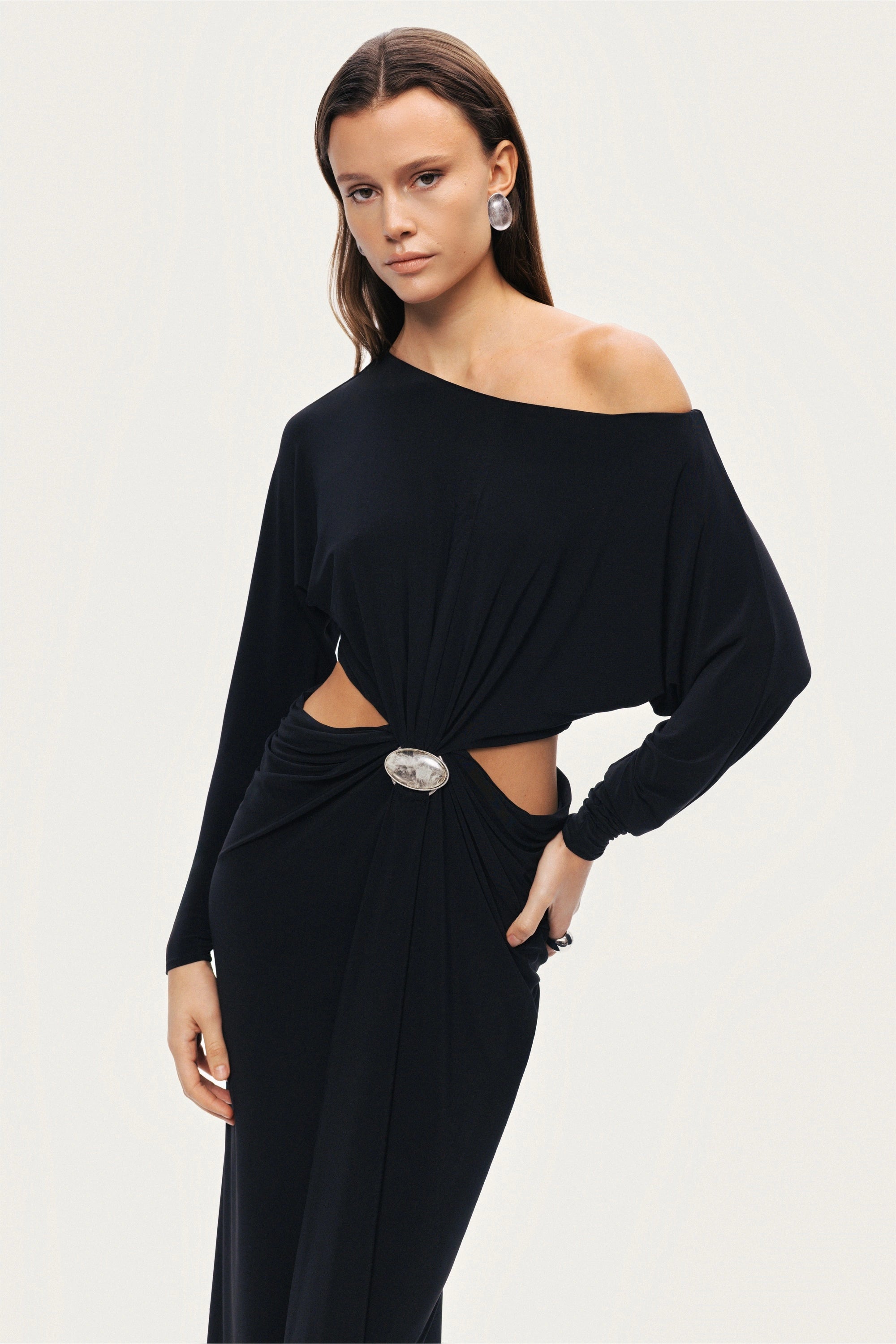 One-Shoulder Cut-Out Maxi Dress