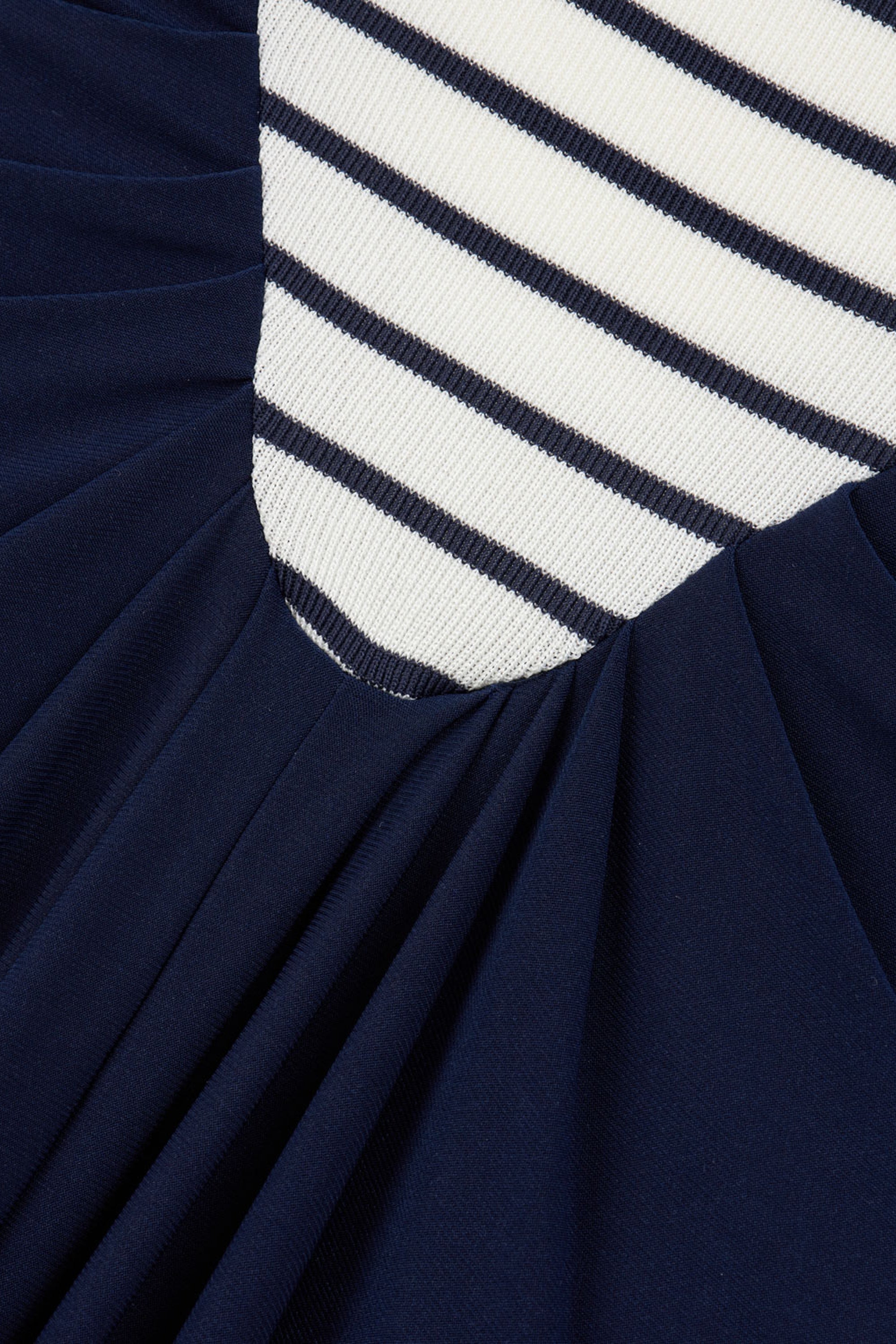 Stripe Draped Halter Neck Maxi Dress