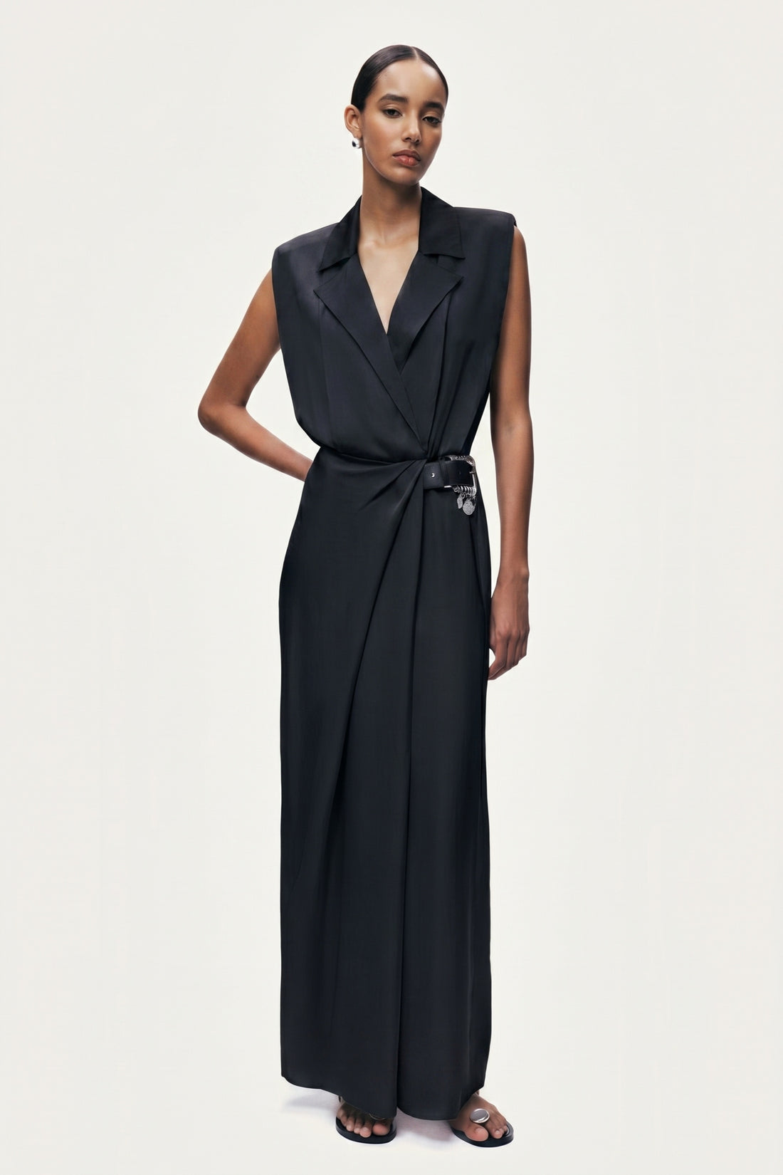 Embellished Belt-Detail Maxi Dress