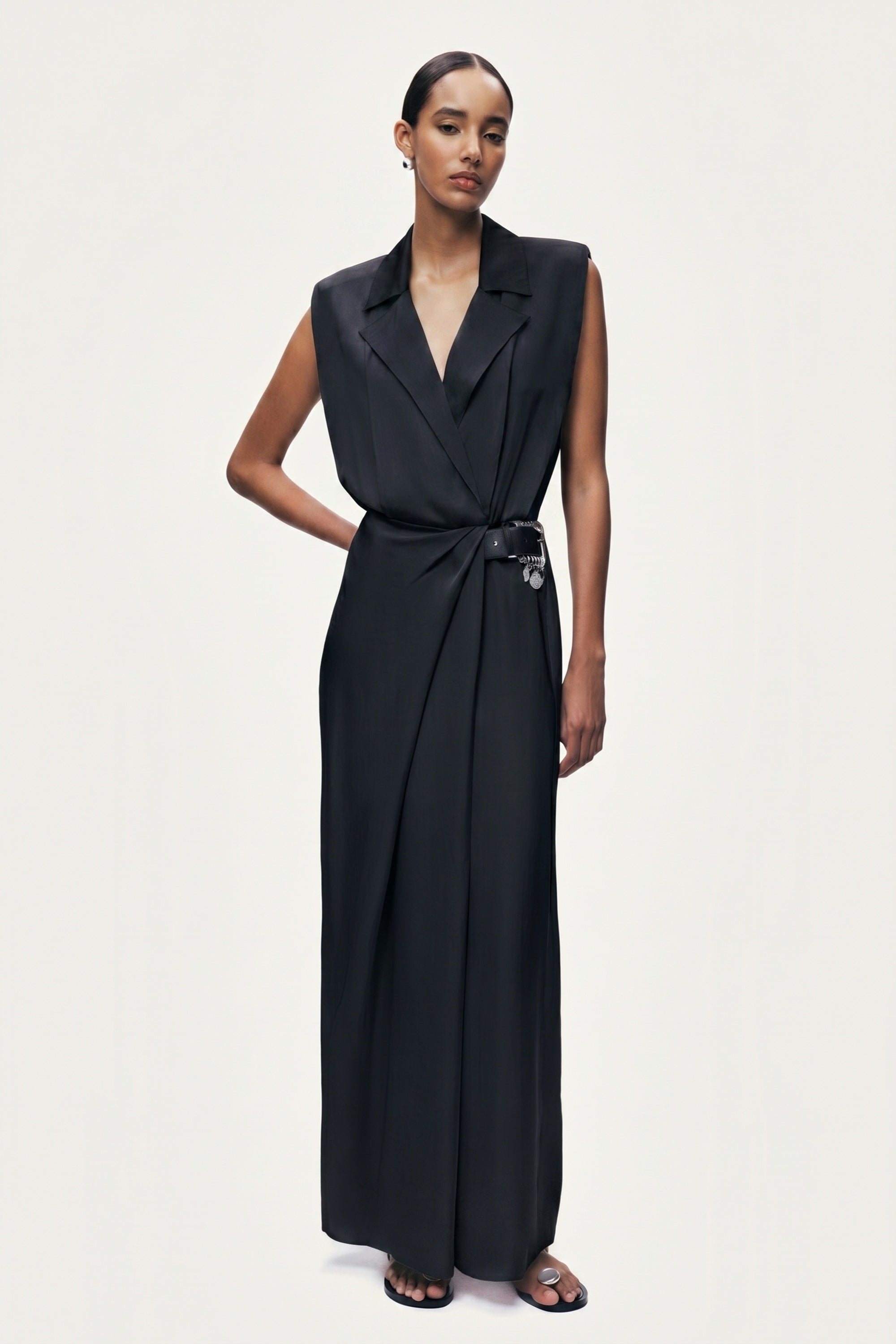 Embellished Belt-Detail Maxi Dress