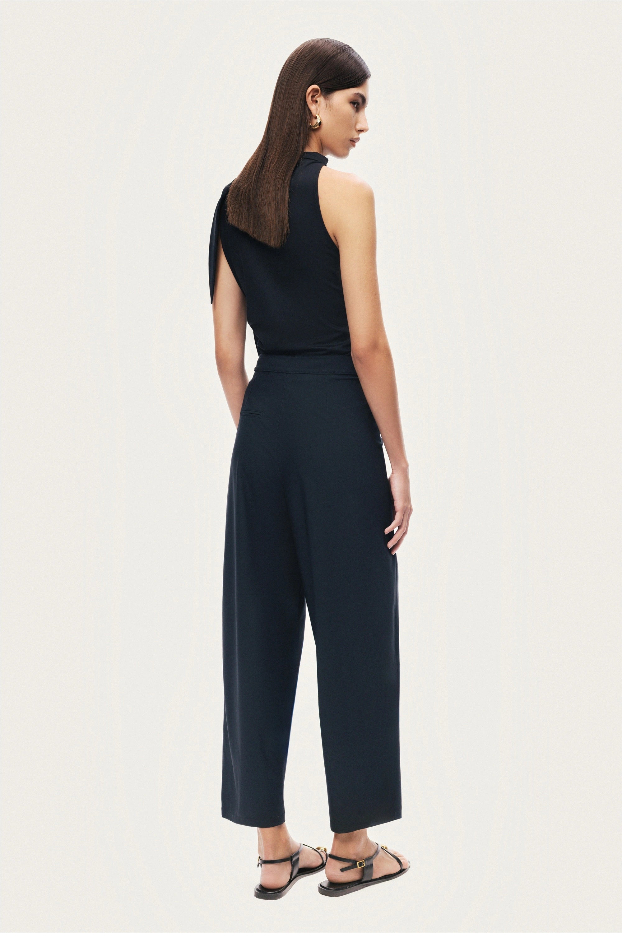 Asymmetric Buckle Detail Pants