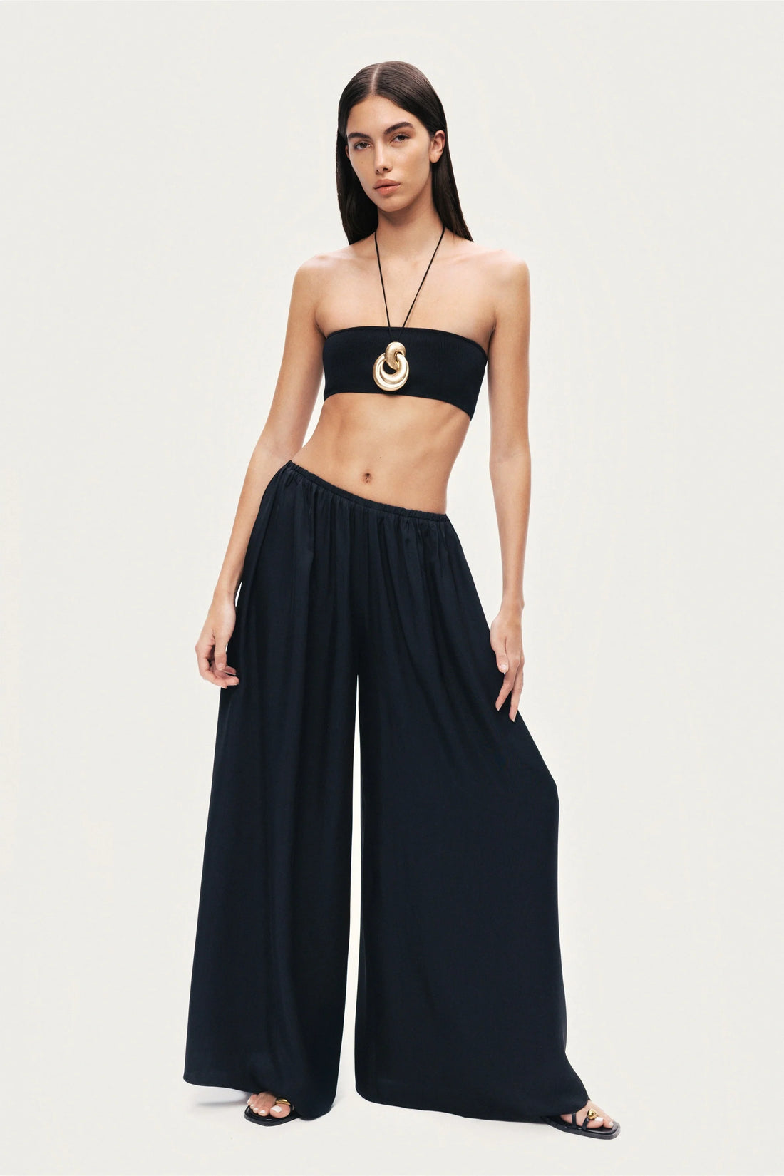 Elasticated Wide-Leg Pants