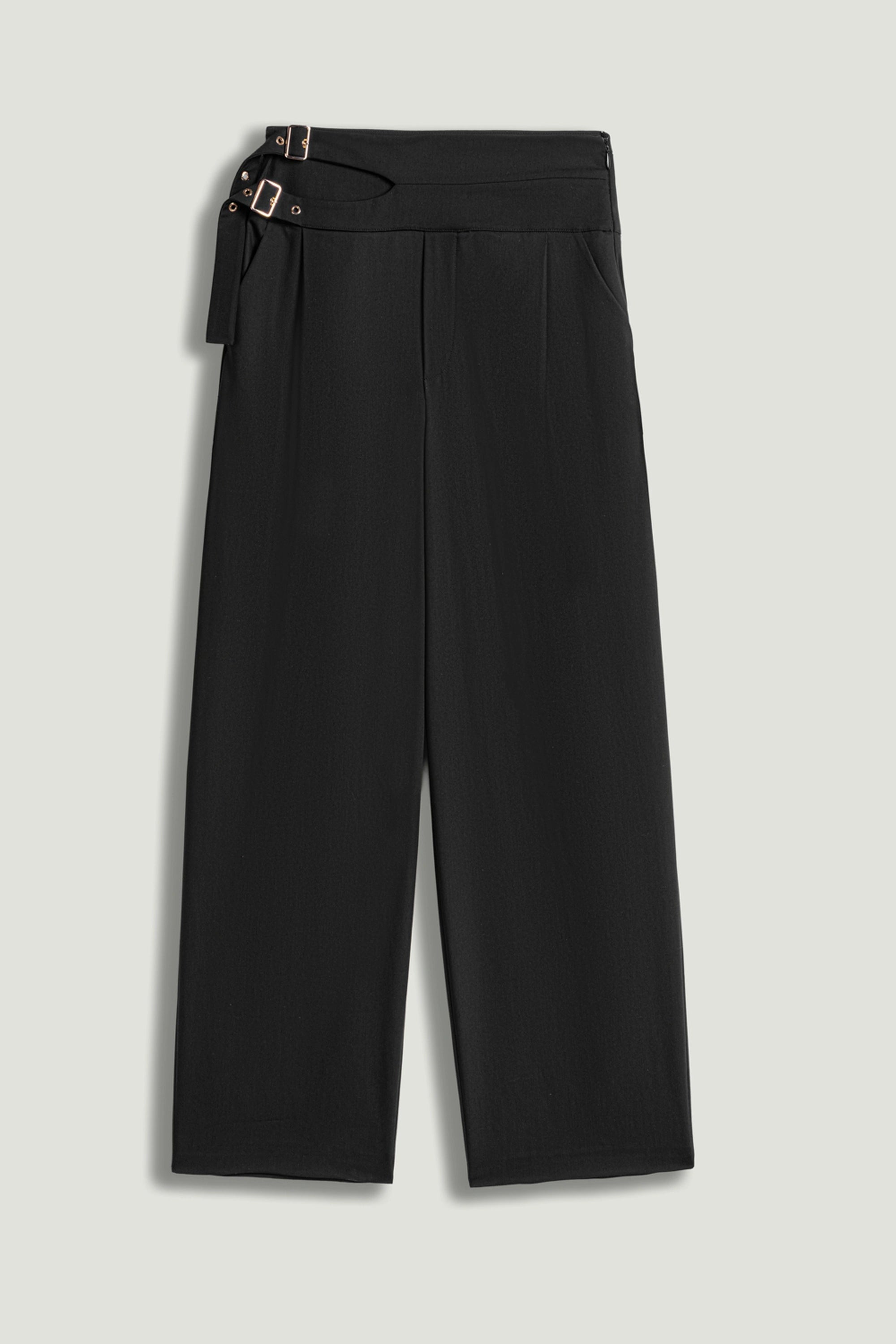 Cut-Out Waist Wide-Leg Pants – Nocturne