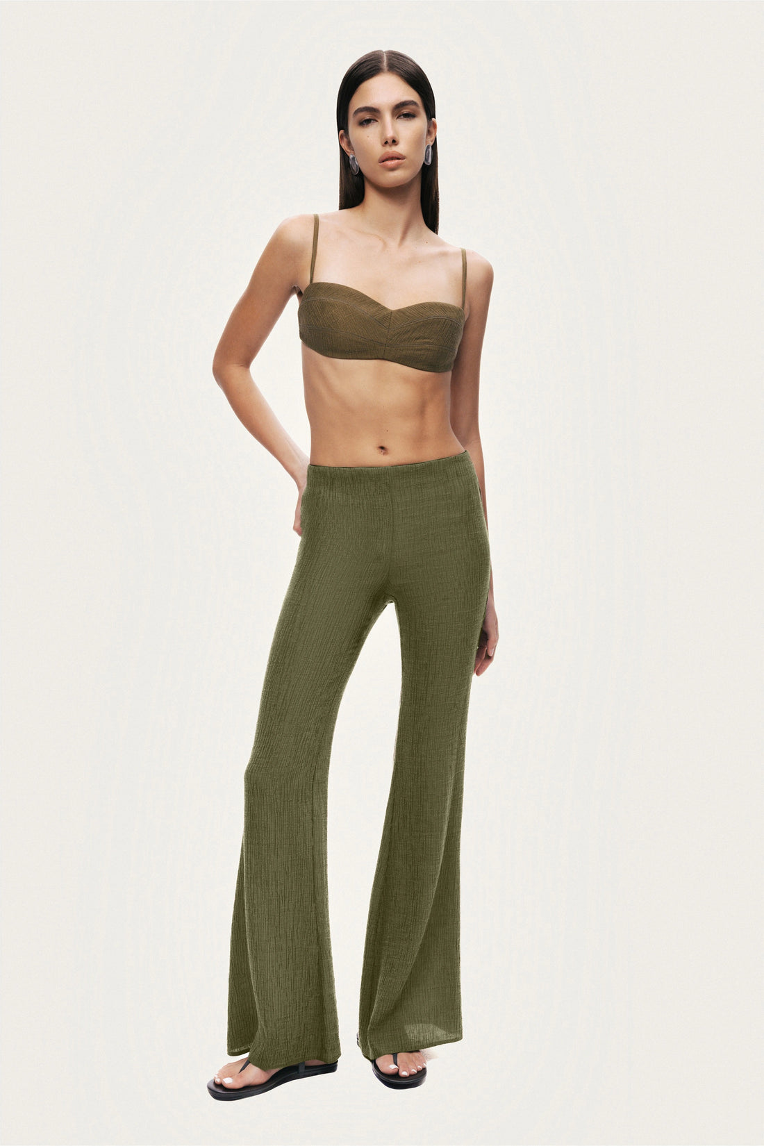 Flared High-Waist Pants