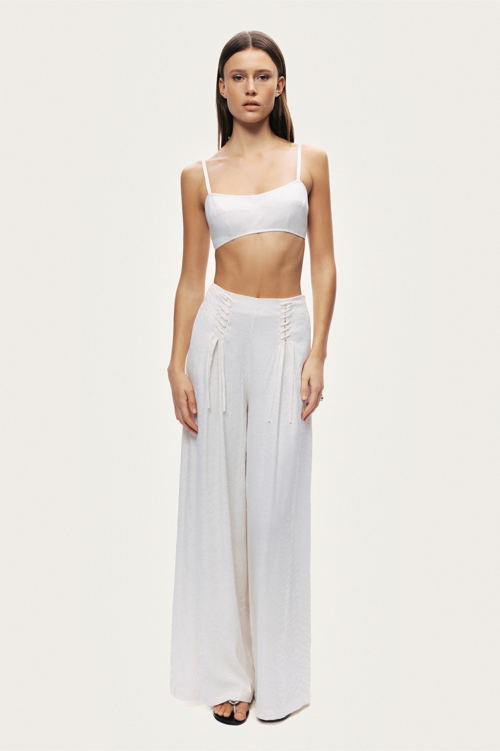 Lace-Up Wide-Leg Pants