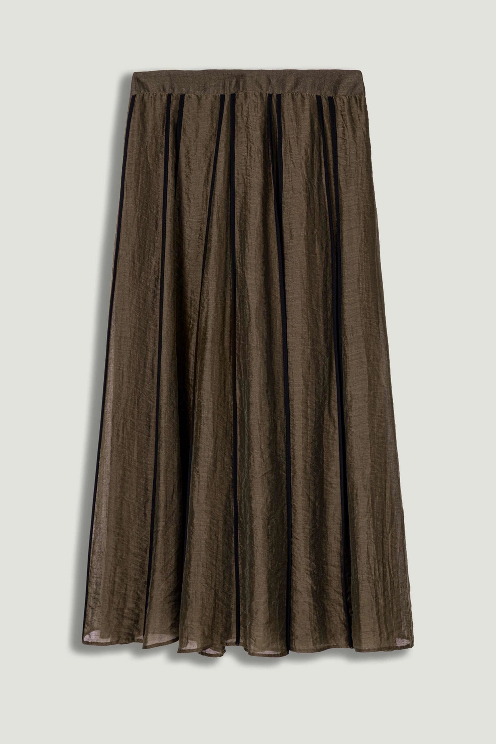 Sheer Pleated Midi Skirt