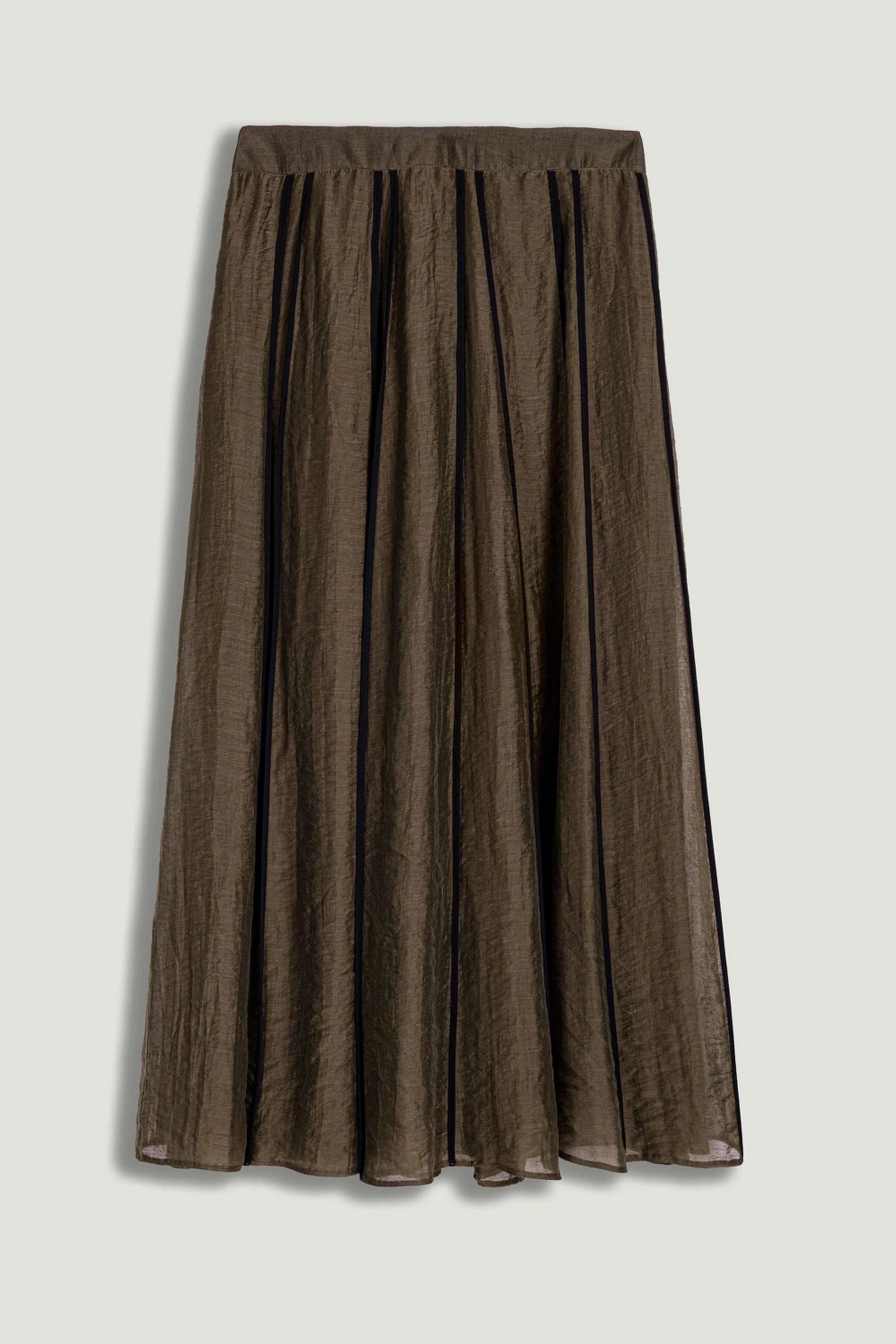 Sheer Pleated Midi Skirt
