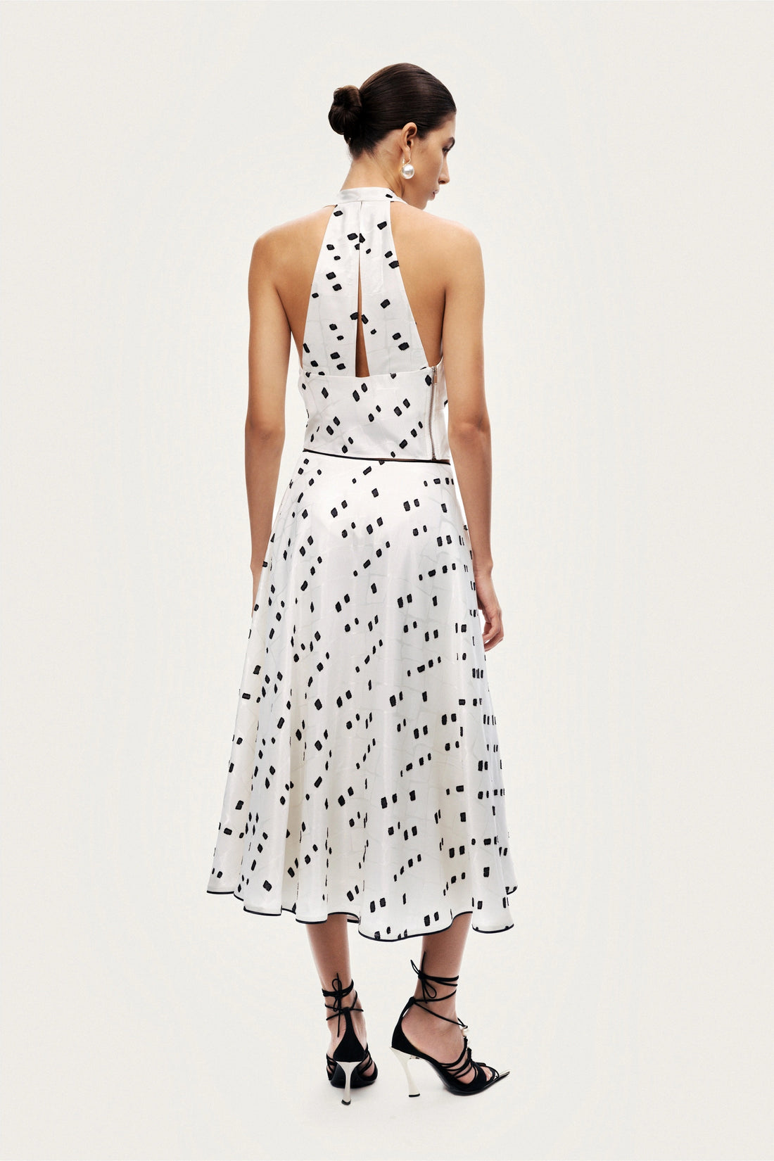 Black and White Printed Midi Skirt