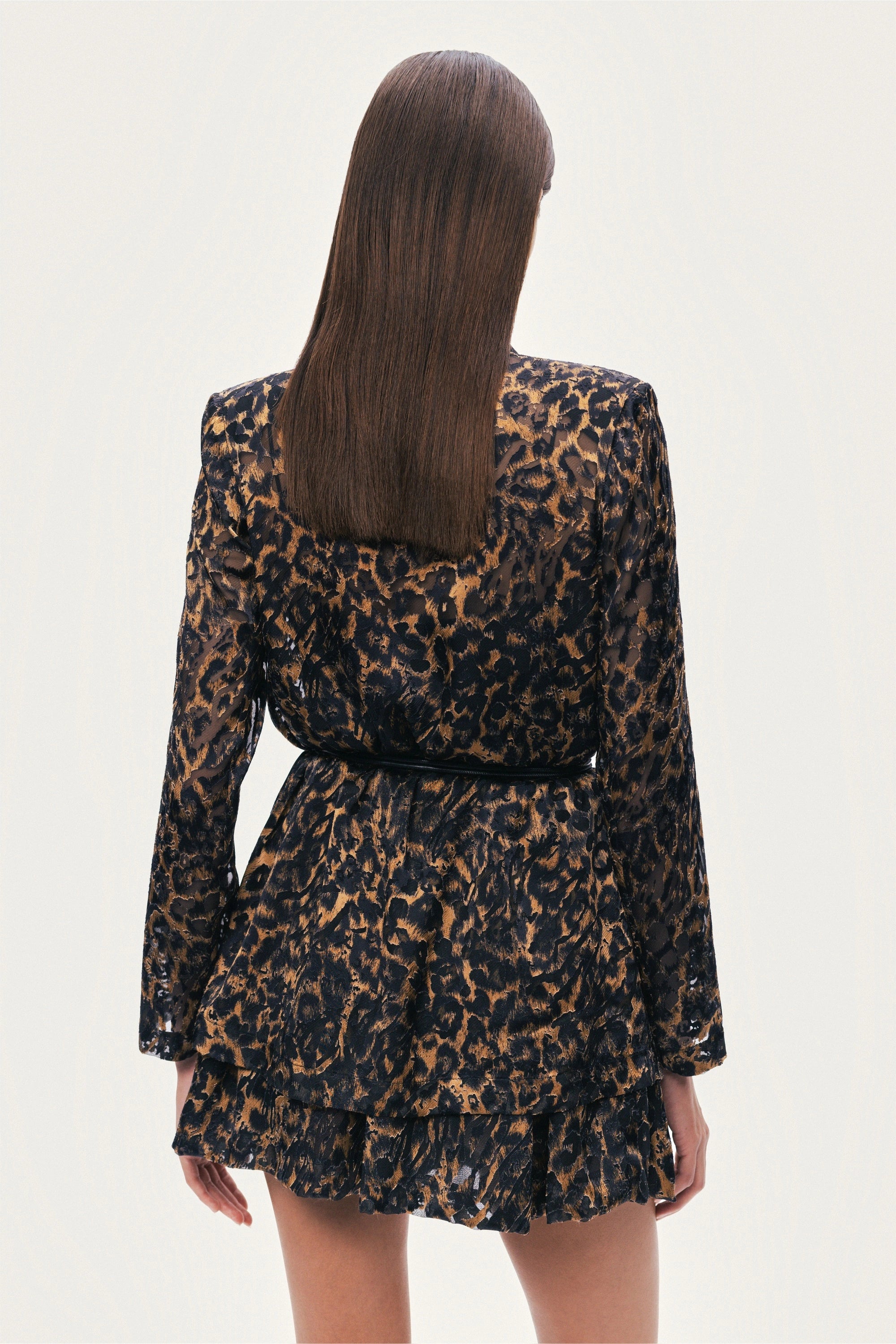 Printed Leopard Belted Jacket