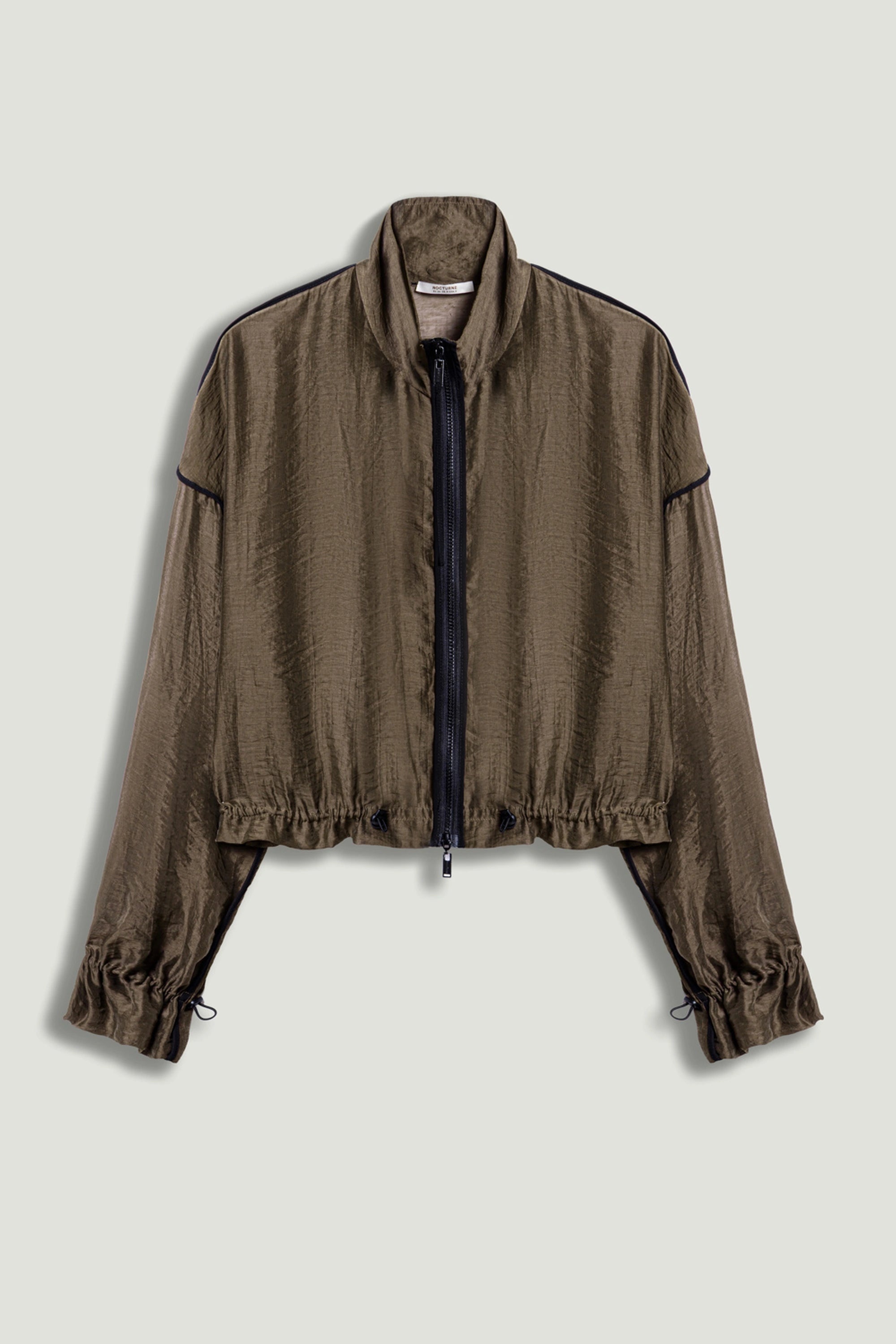 ジャケット・アウター volume sleeve short jacket / loin nuit Sheer Zip-Front Jacket – Nocturne
