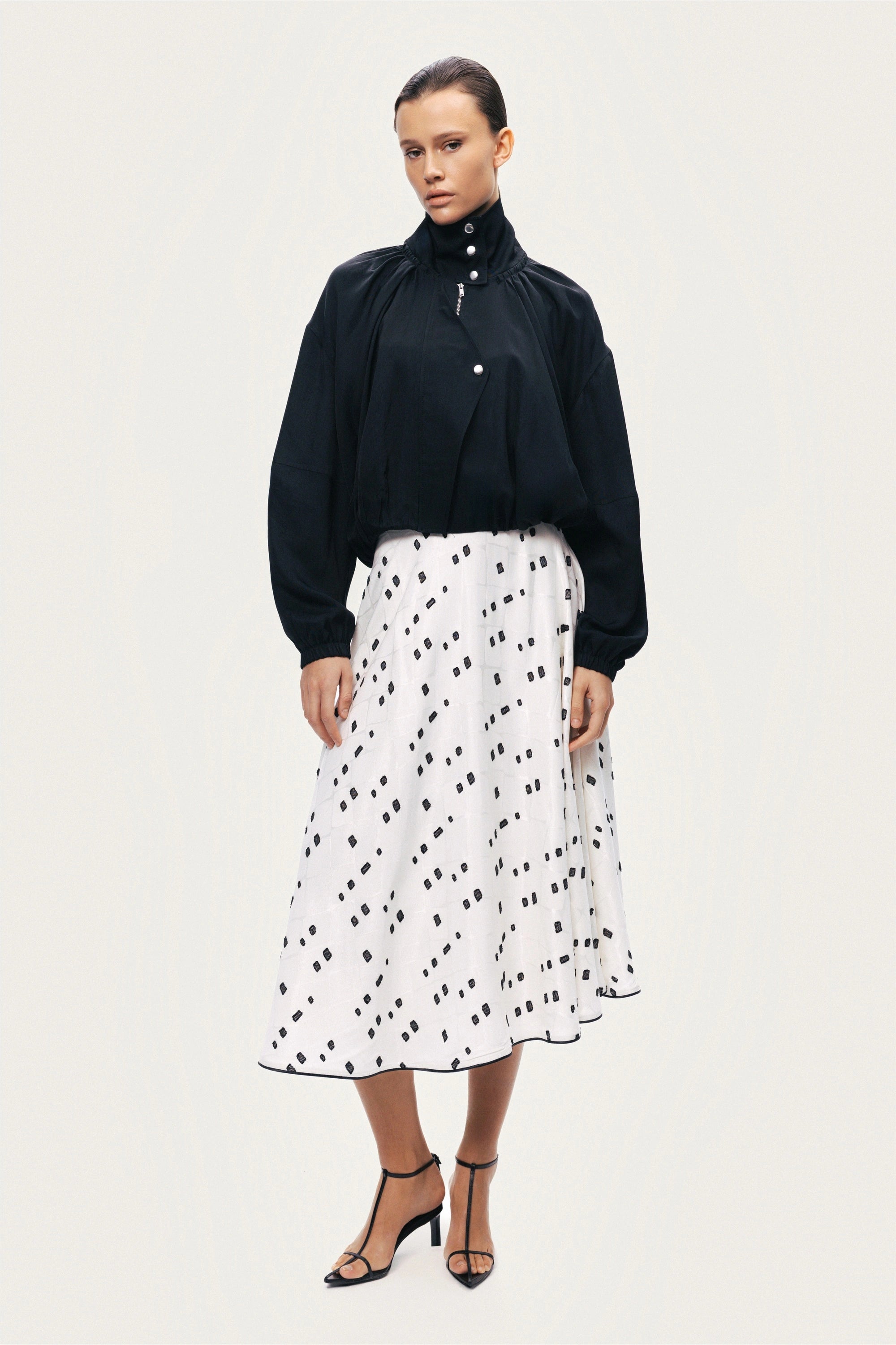 High-Neck Gathered Jacket