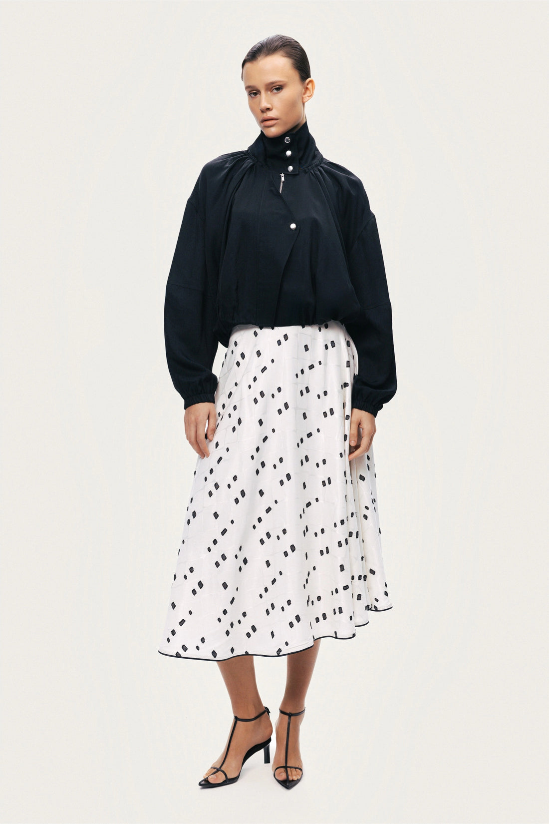 High-Neck Gathered Jacket