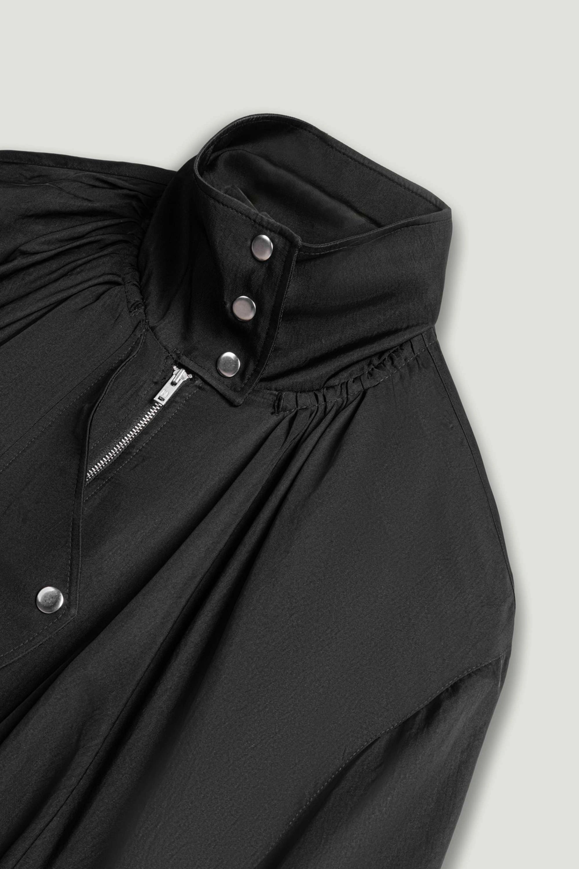 High-Neck Gathered Jacket