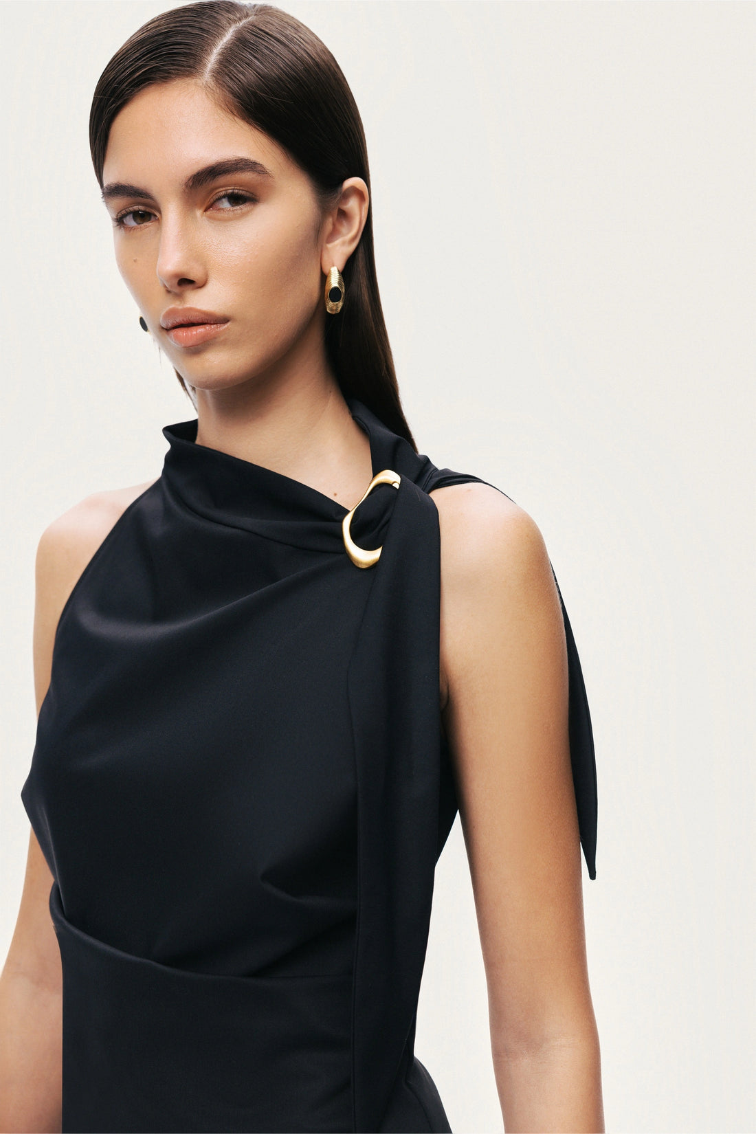 Asymmetric Buckle-Detail Blouse