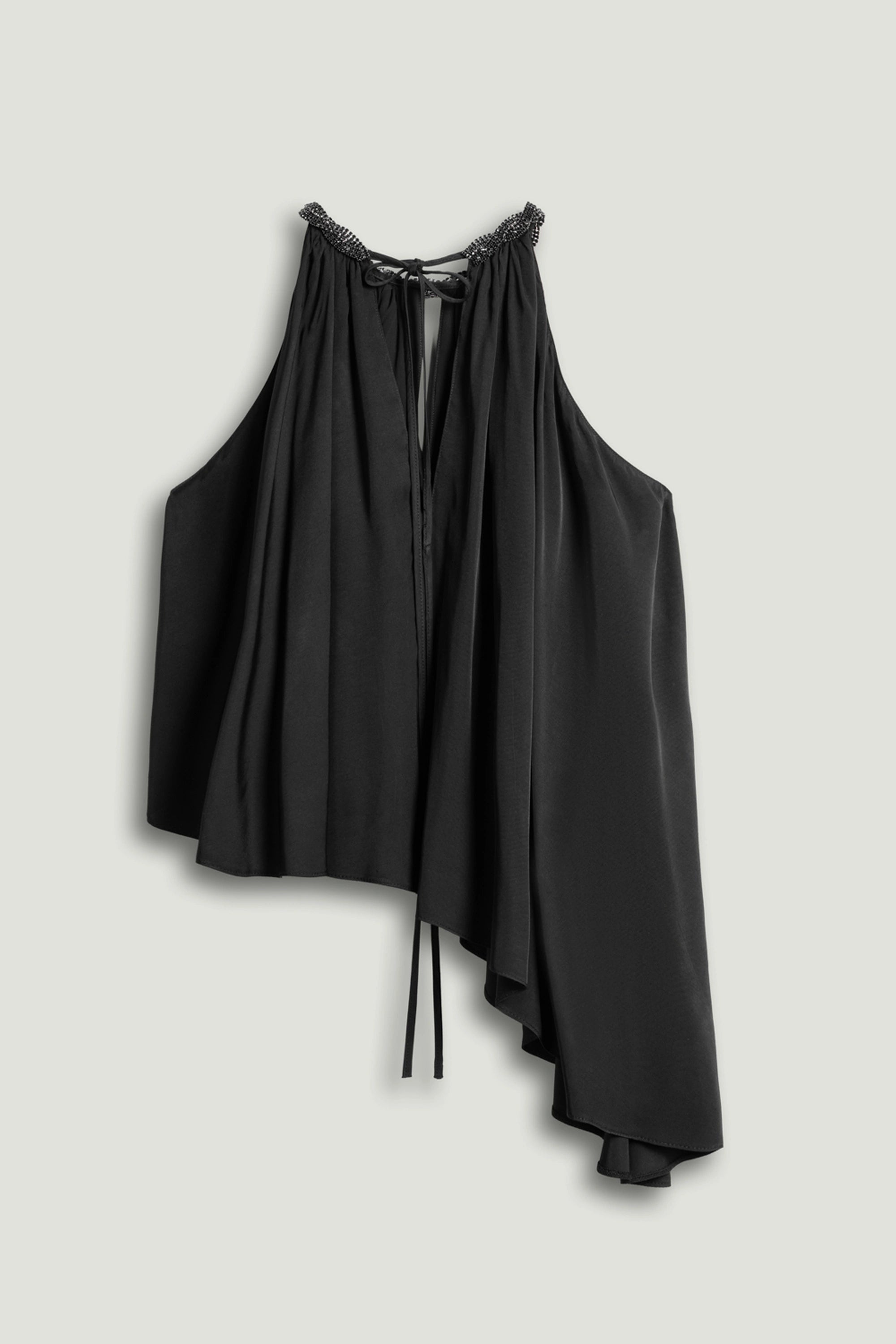 Black Embellished Halter Blouse