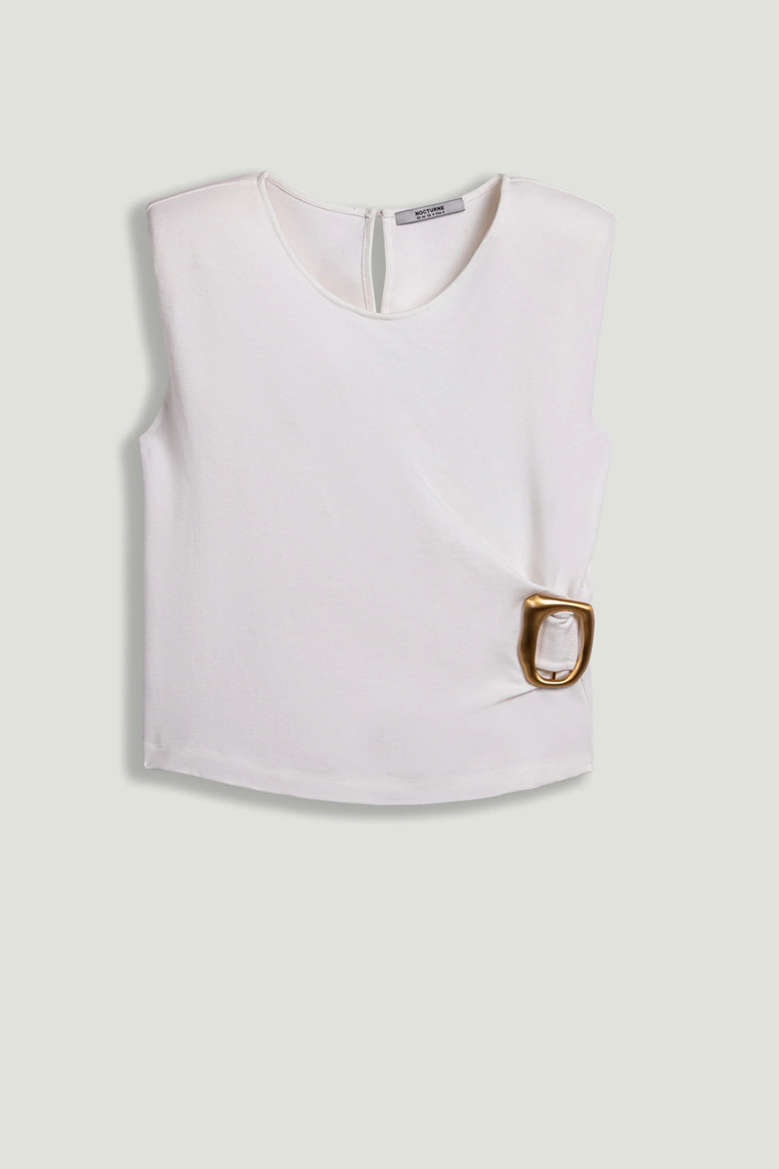 Sleeveless Buckle-Detail Blouse