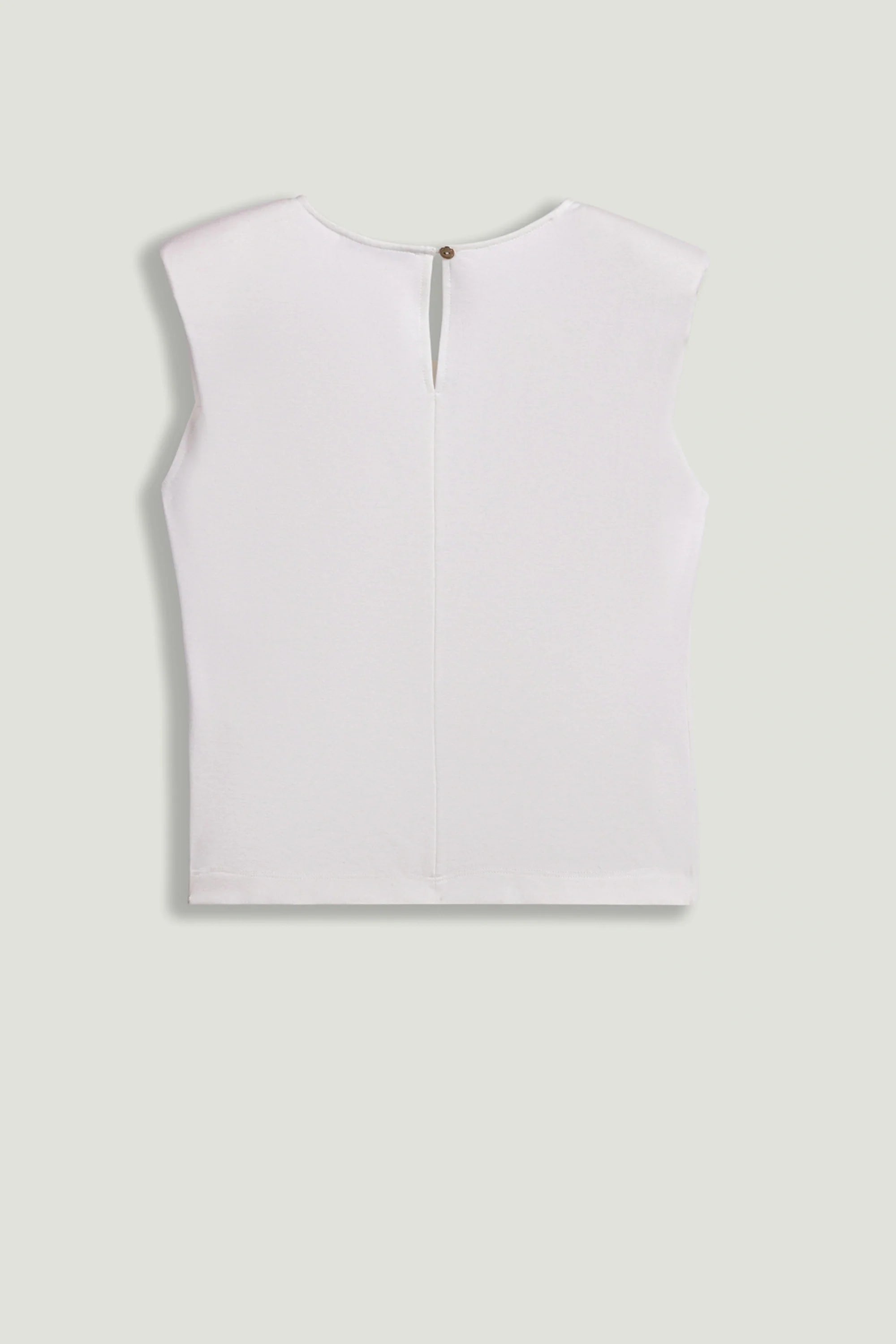 Sleeveless Buckle-Detail Blouse