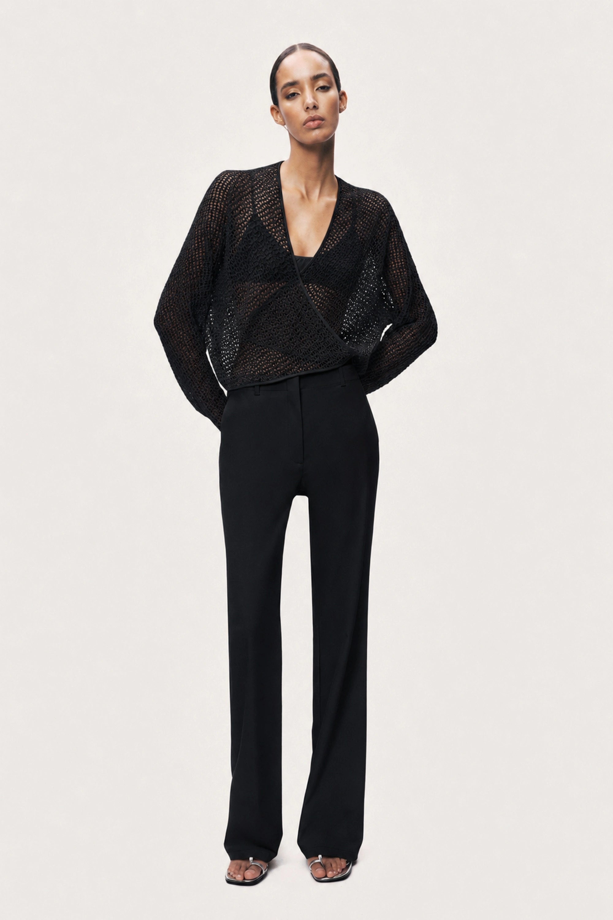Wrap Mesh Blouse