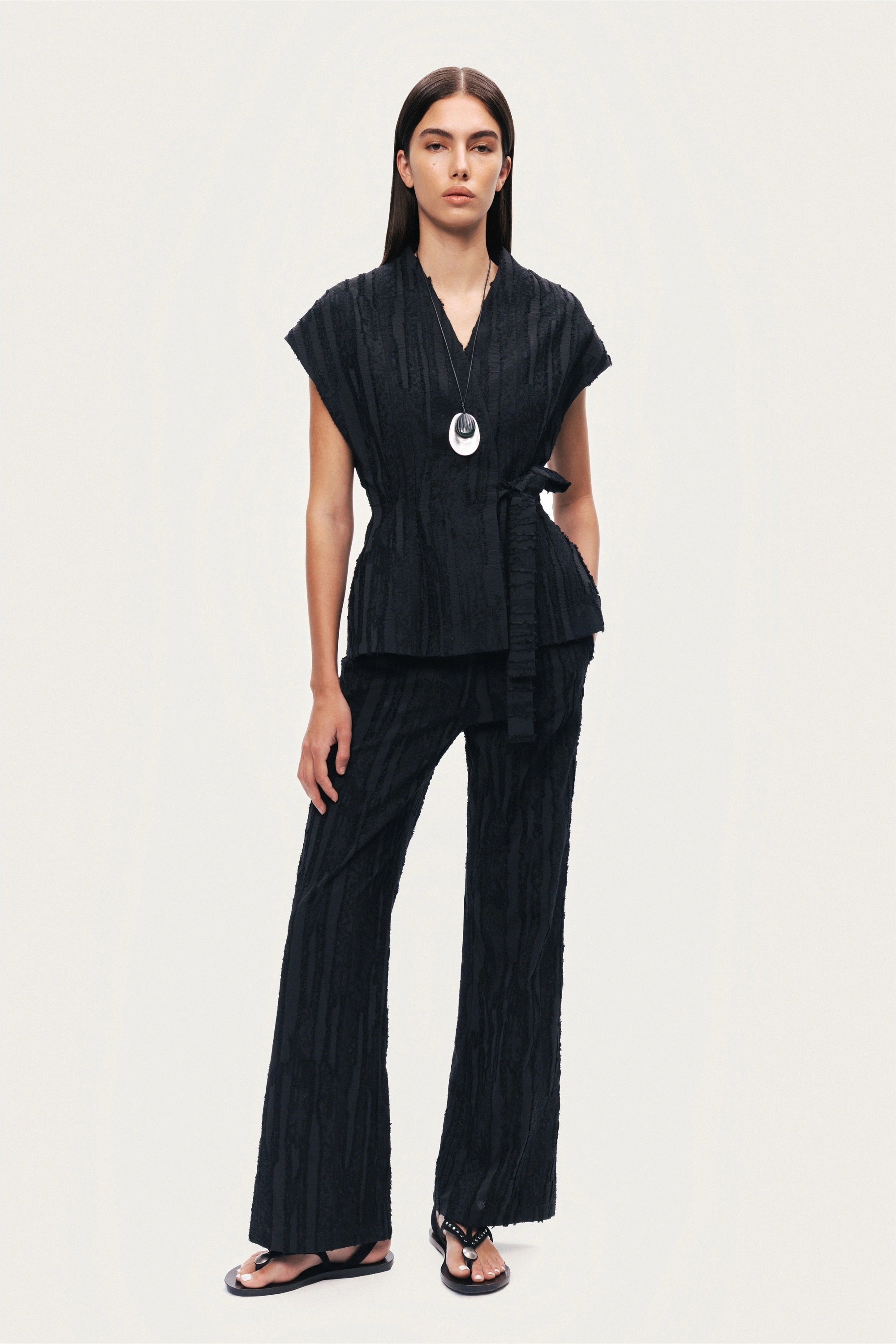 Textured Belted Vest