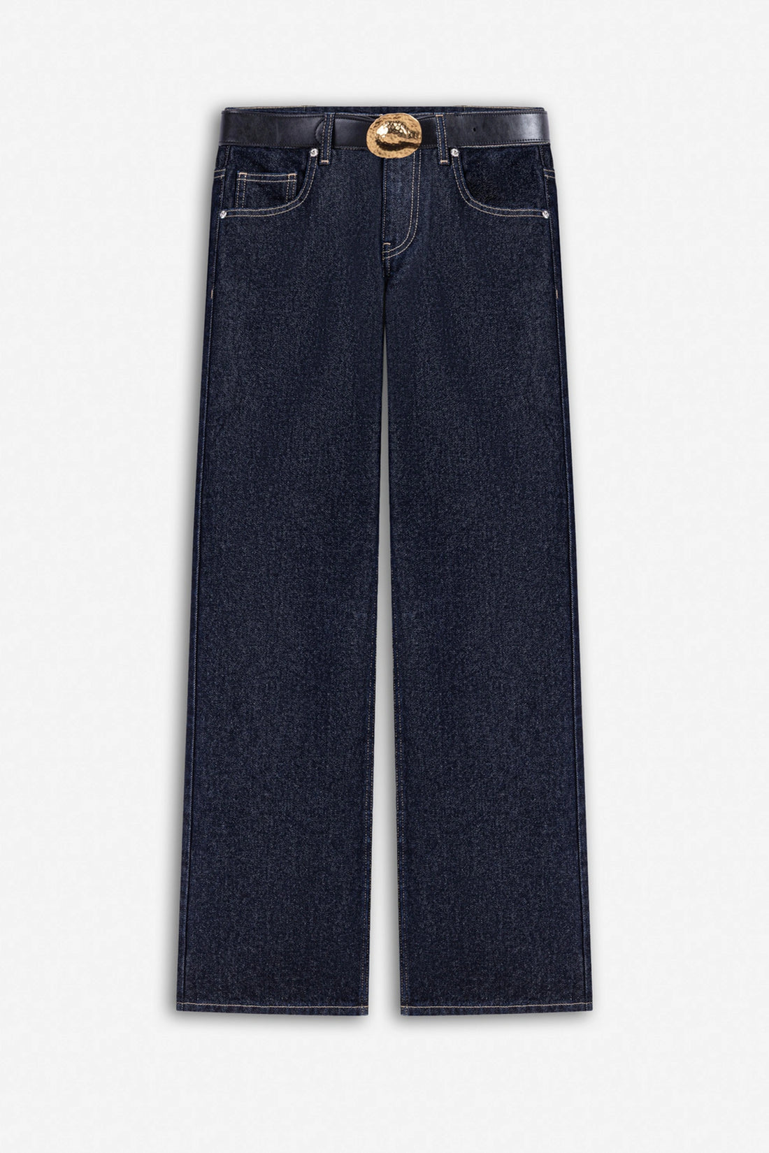 Belt Detail Wide Leg Jeans